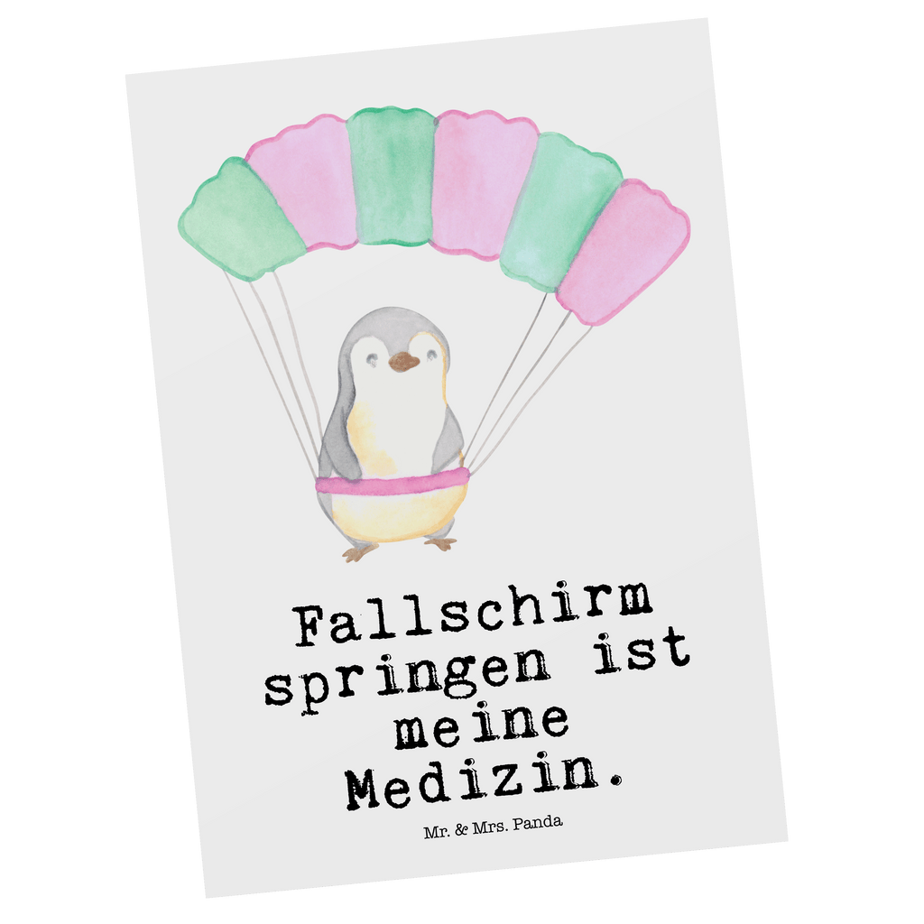 Postkarte Pinguin Fallschirm springen Medizin Geschenkkarte, Grußkarte, Karte, Einladung, Ansichtskarte, Geburtstagskarte, Einladungskarte, Dankeskarte, Geschenk, Sport, Sportart, Hobby, Schenken, Danke, Dankeschön, Auszeichnung, Gewinn, Sportler, Fallschirmspringen, Skydive, Fallschirmsprung, Tandemsprung, Fallschirmflug, Freifall, Erlebnisgeschenk, Adrenalinkick, Extreme Sport, Luftakrobatik, Adrenalinrausch, Parachute Jumping