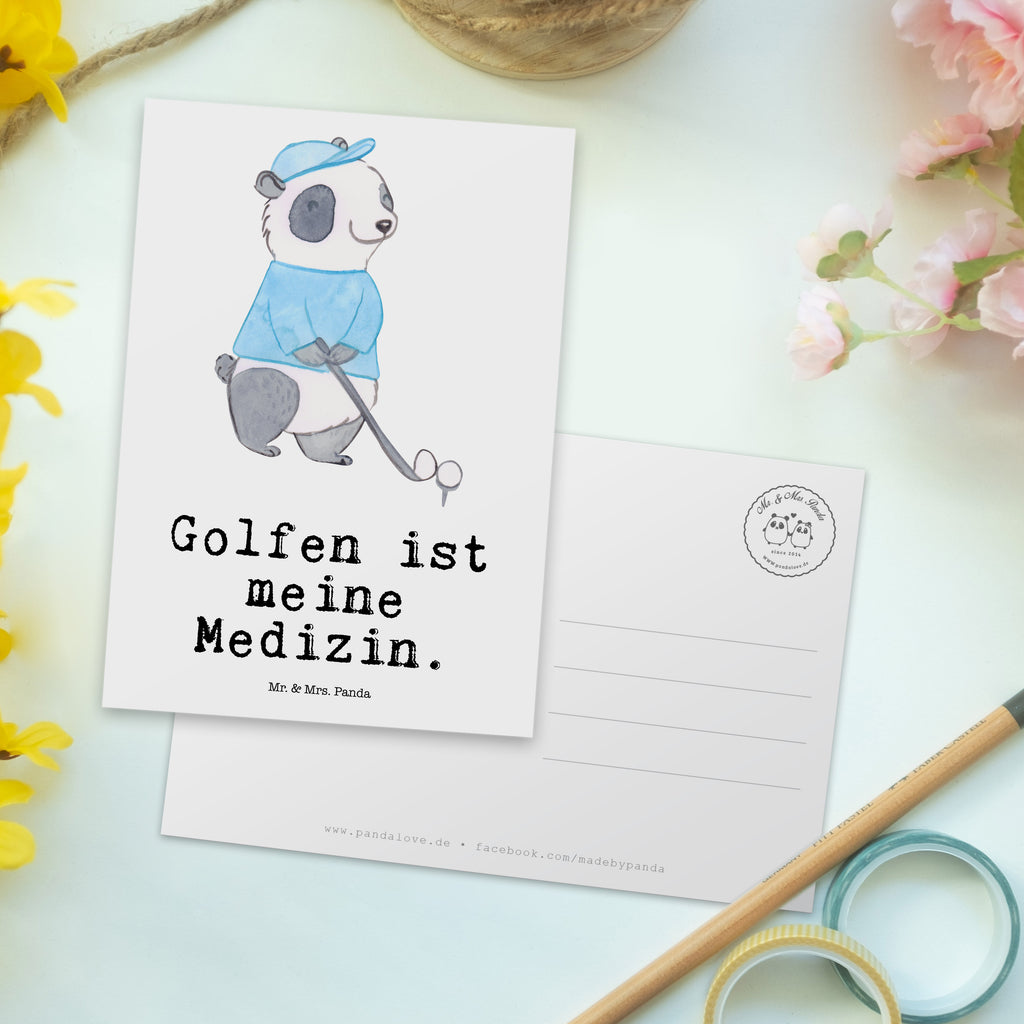 Postkarte Panda Golfen Medizin Geschenkkarte, Grußkarte, Karte, Einladung, Ansichtskarte, Geburtstagskarte, Einladungskarte, Dankeskarte, Geschenk, Sport, Sportart, Hobby, Schenken, Danke, Dankeschön, Auszeichnung, Gewinn, Sportler, Golfen, Golf spielen, Golfplatz, Golfturnier, Golf Verein