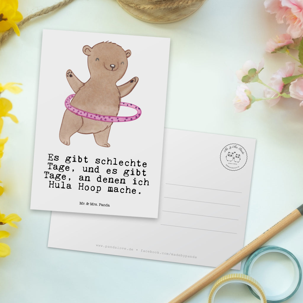 Postkarte Bär Hula Hoop Tage Geschenkkarte, Grußkarte, Karte, Einladung, Ansichtskarte, Geburtstagskarte, Einladungskarte, Dankeskarte, Geschenk, Sport, Sportart, Hobby, Schenken, Danke, Dankeschön, Auszeichnung, Gewinn, Sportler, Hula Hoop, Fitness, Training