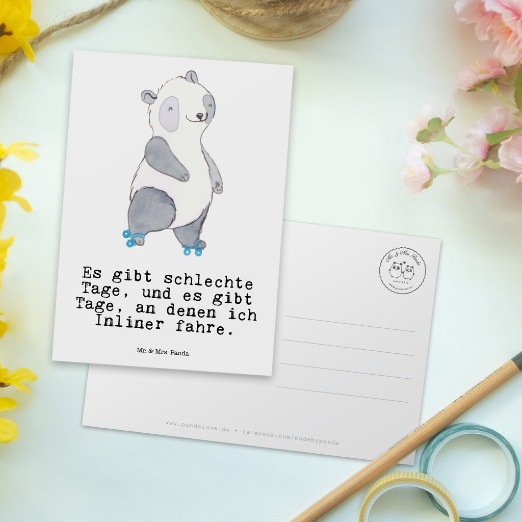 Postkarte Panda Inliner fahren Tage Geschenkkarte, Grußkarte, Karte, Einladung, Ansichtskarte, Geburtstagskarte, Einladungskarte, Dankeskarte, Geschenk, Sport, Sportart, Hobby, Schenken, Danke, Dankeschön, Auszeichnung, Gewinn, Sportler, Inliner fahren, Rollschuh fahren, Rollerblades, inlinern