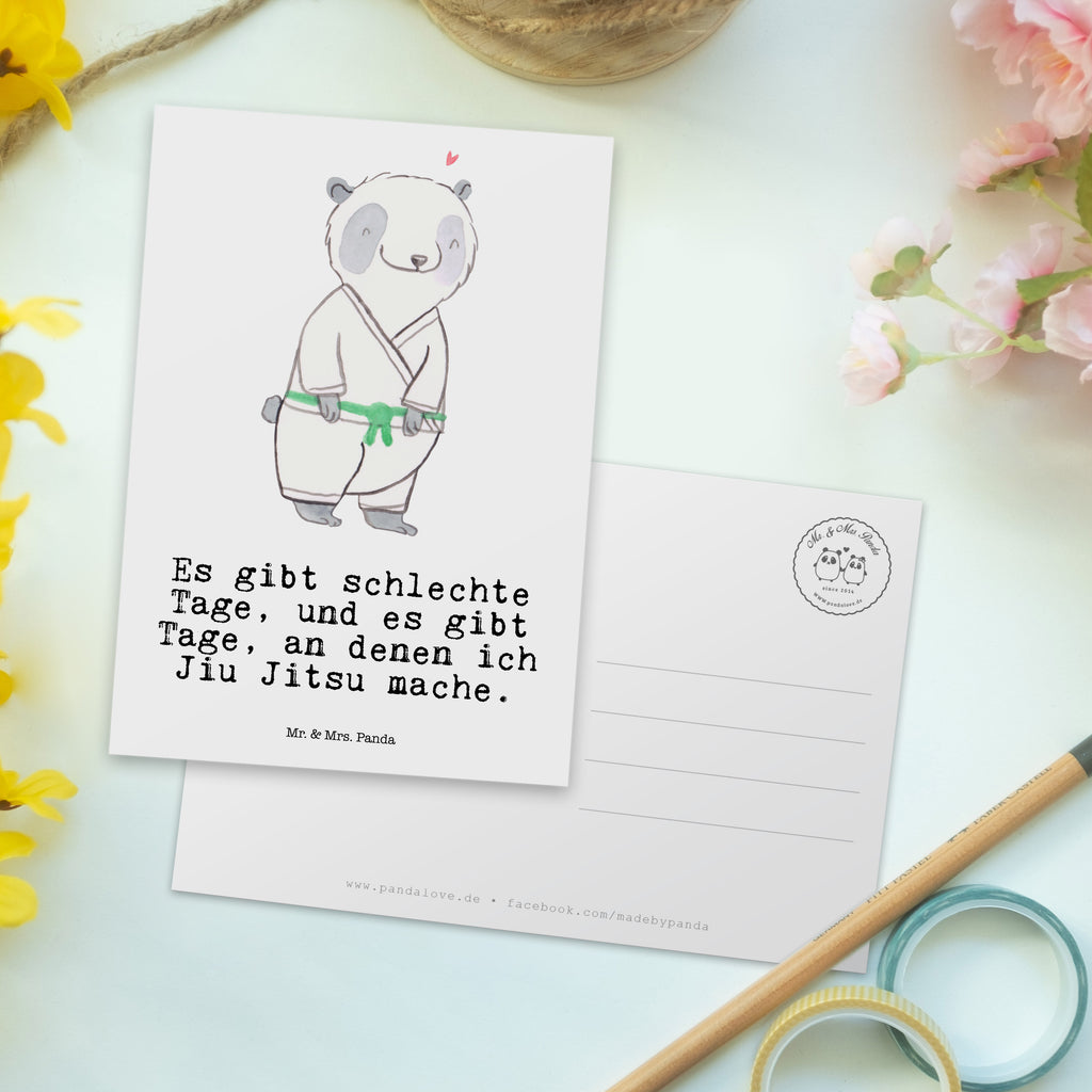 Postkarte Panda Jiu Jitsu Tage Geschenkkarte, Grußkarte, Karte, Einladung, Ansichtskarte, Geburtstagskarte, Einladungskarte, Dankeskarte, Geschenk, Sport, Sportart, Hobby, Schenken, Danke, Dankeschön, Auszeichnung, Gewinn, Sportler, Jiu Jitsu, japanische Kampfkunst, Selbstverteidigung