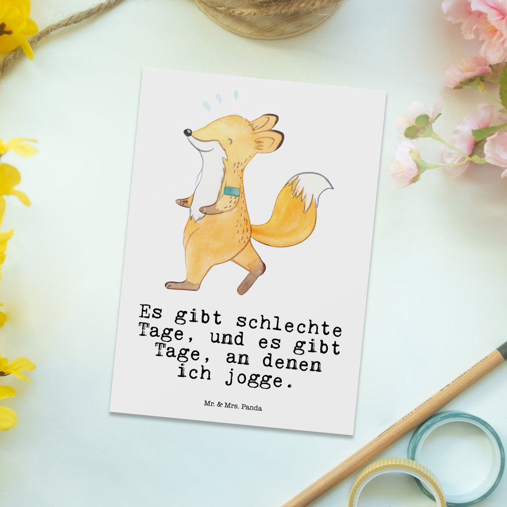 Postkarte Fuchs Joggen Tage Geschenkkarte, Grußkarte, Karte, Einladung, Ansichtskarte, Geburtstagskarte, Einladungskarte, Dankeskarte, Geschenk, Sport, Sportart, Hobby, Schenken, Danke, Dankeschön, Auszeichnung, Gewinn, Sportler, Joggen, Dauerlauf, Laufsport, Laufen
