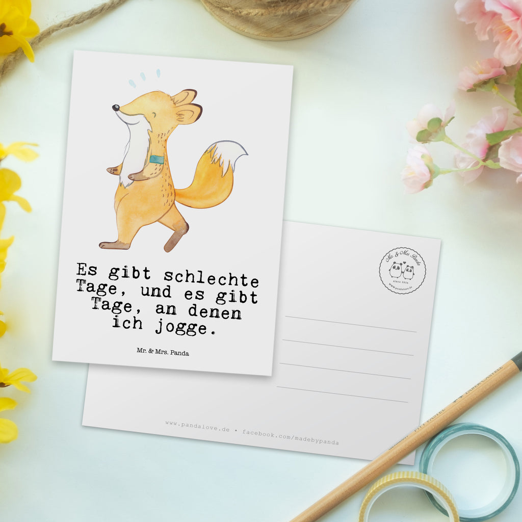 Postkarte Fuchs Joggen Tage Geschenkkarte, Grußkarte, Karte, Einladung, Ansichtskarte, Geburtstagskarte, Einladungskarte, Dankeskarte, Geschenk, Sport, Sportart, Hobby, Schenken, Danke, Dankeschön, Auszeichnung, Gewinn, Sportler, Joggen, Dauerlauf, Laufsport, Laufen