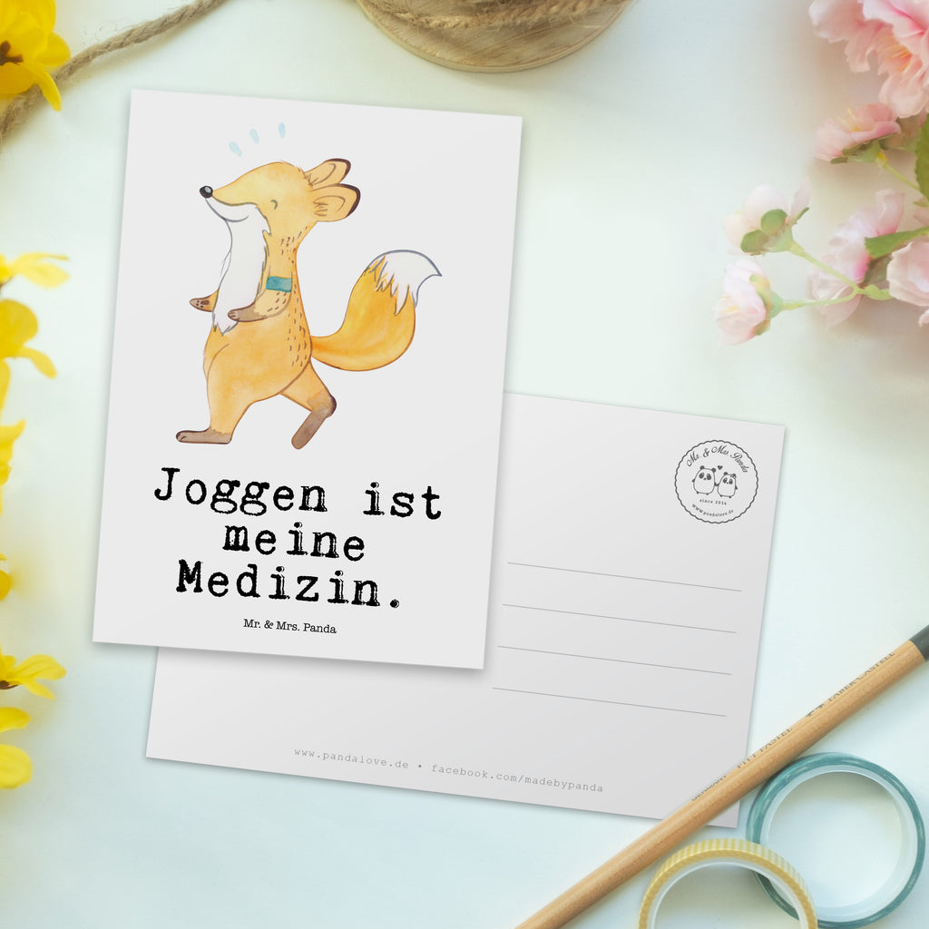 Postkarte Fuchs Joggen Medizin Geschenkkarte, Grußkarte, Karte, Einladung, Ansichtskarte, Geburtstagskarte, Einladungskarte, Dankeskarte, Geschenk, Sport, Sportart, Hobby, Schenken, Danke, Dankeschön, Auszeichnung, Gewinn, Sportler, Joggen, Dauerlauf, Laufsport, Laufen