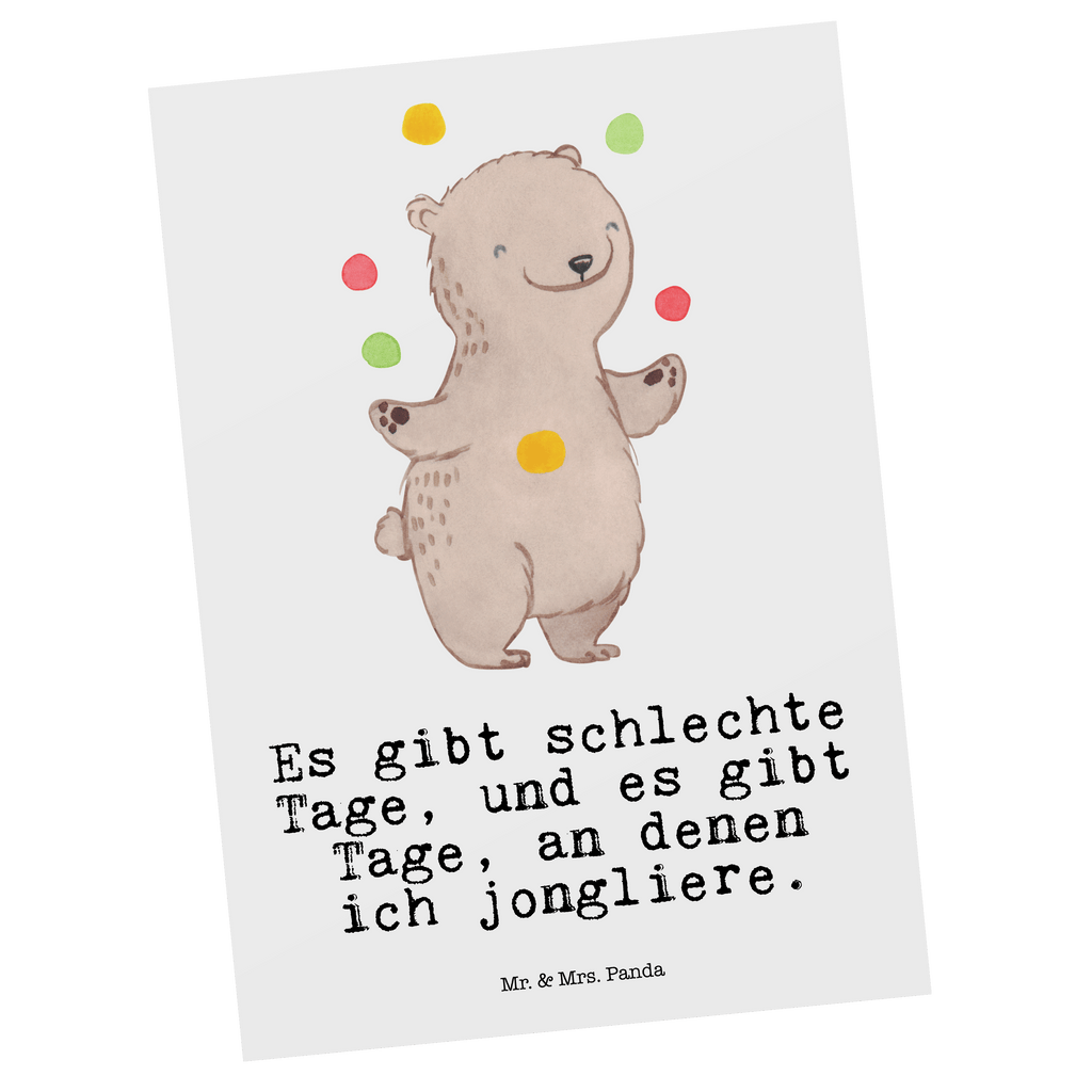 Postkarte Bär Jonglieren Tage Geschenkkarte, Grußkarte, Karte, Einladung, Ansichtskarte, Geburtstagskarte, Einladungskarte, Dankeskarte, Geschenk, Sport, Sportart, Hobby, Schenken, Danke, Dankeschön, Auszeichnung, Gewinn, Sportler, Jonglieren, Jongleur, Zirkus, Artistik