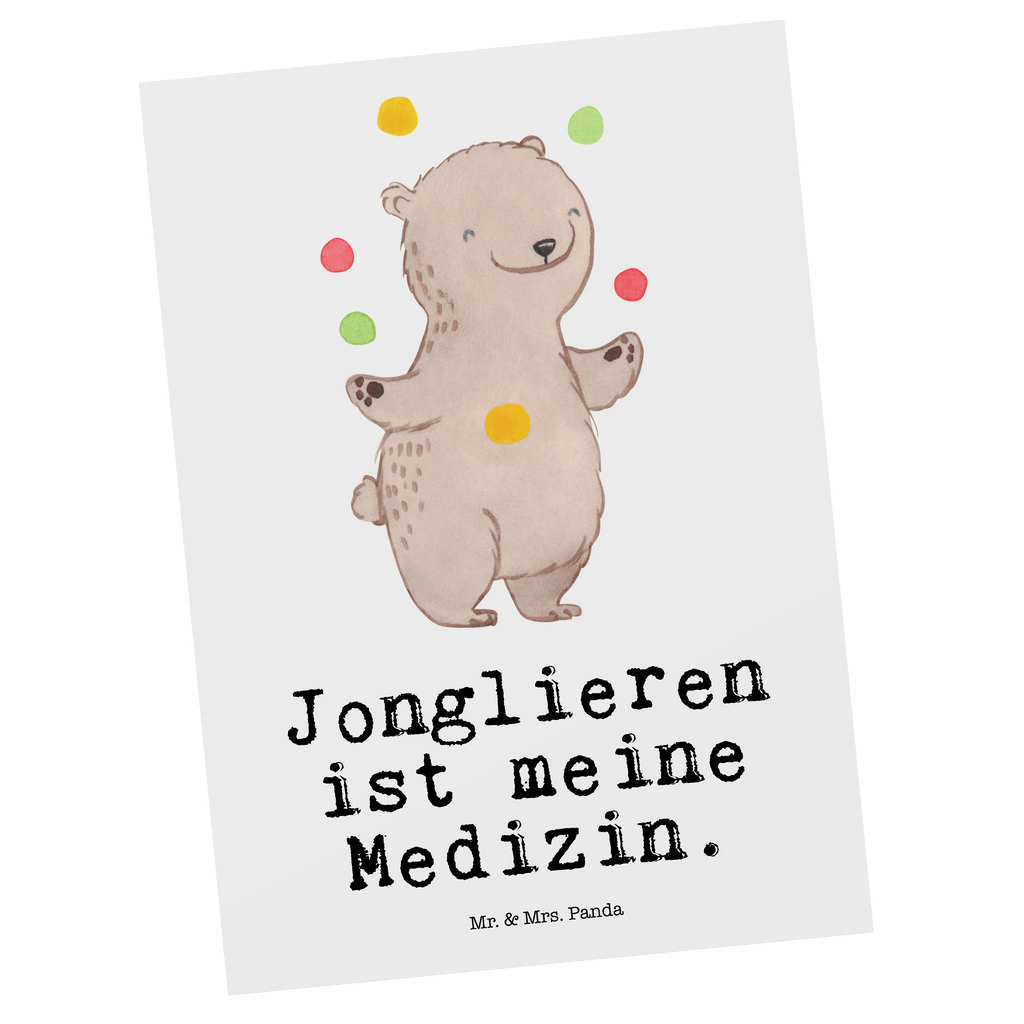 Postkarte Bär Jonglieren Medizin Geschenkkarte, Grußkarte, Karte, Einladung, Ansichtskarte, Geburtstagskarte, Einladungskarte, Dankeskarte, Geschenk, Sport, Sportart, Hobby, Schenken, Danke, Dankeschön, Auszeichnung, Gewinn, Sportler, Jonglieren, Jongleur, Zirkus, Artistik