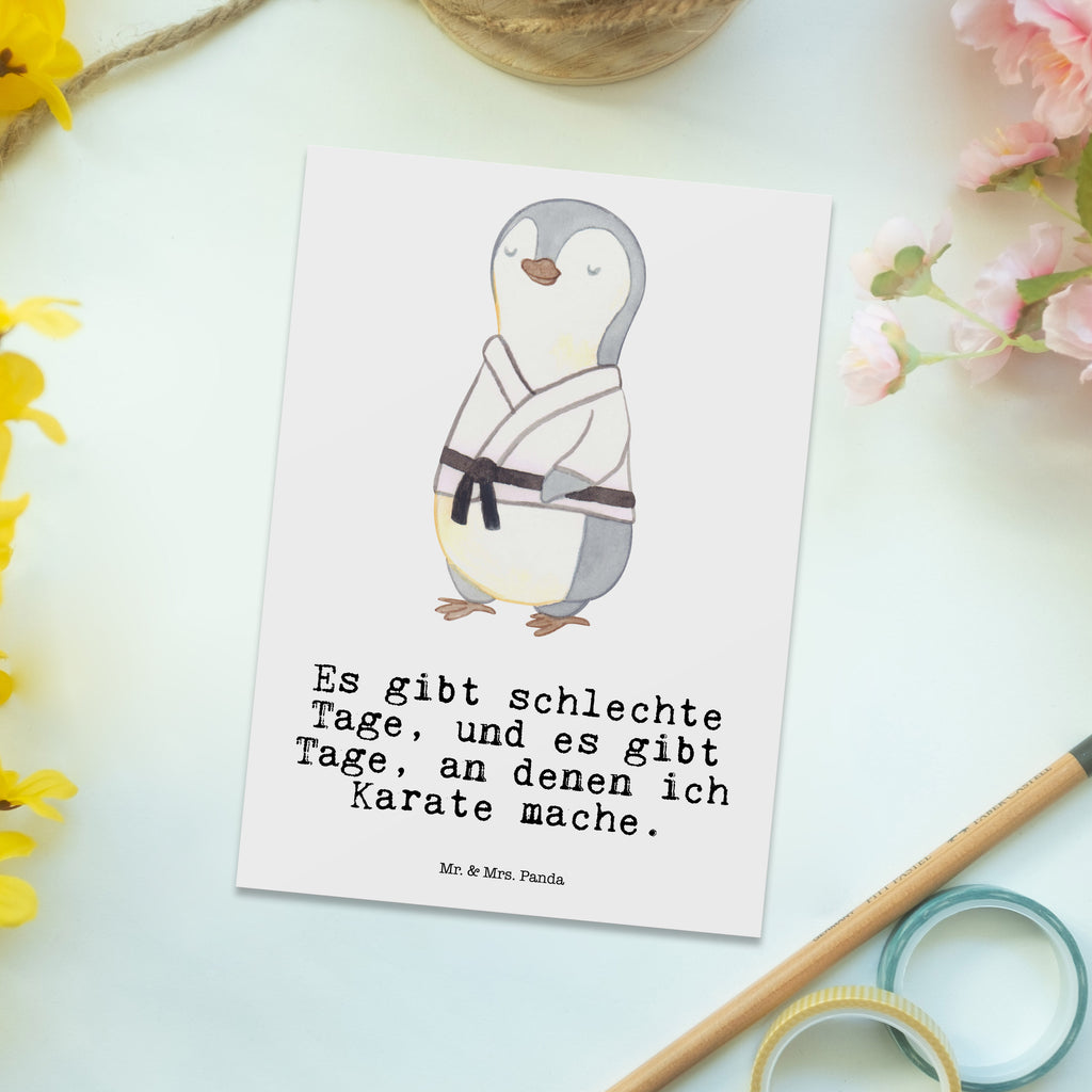 Postkarte Pinguin Karate Tage Geschenkkarte, Grußkarte, Karte, Einladung, Ansichtskarte, Geburtstagskarte, Einladungskarte, Dankeskarte, Geschenk, Sport, Sportart, Hobby, Schenken, Danke, Dankeschön, Auszeichnung, Gewinn, Sportler, Karate, Kampfsportart, Selbstverteidigung, Kampfkunst, Karate Verein