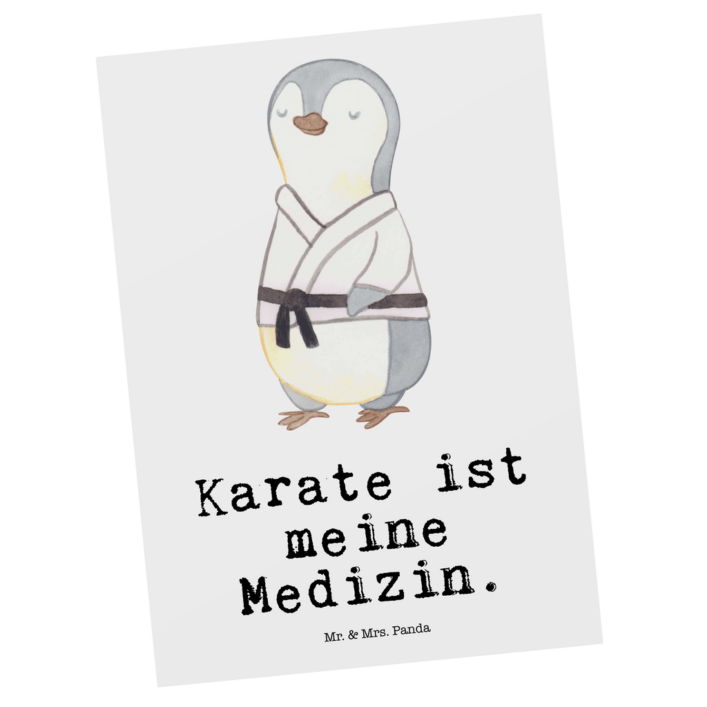 Postkarte Pinguin Karate Medizin Geschenkkarte, Grußkarte, Karte, Einladung, Ansichtskarte, Geburtstagskarte, Einladungskarte, Dankeskarte, Geschenk, Sport, Sportart, Hobby, Schenken, Danke, Dankeschön, Auszeichnung, Gewinn, Sportler, Karate, Kampfsportart, Selbstverteidigung, Kampfkunst, Karate Verein