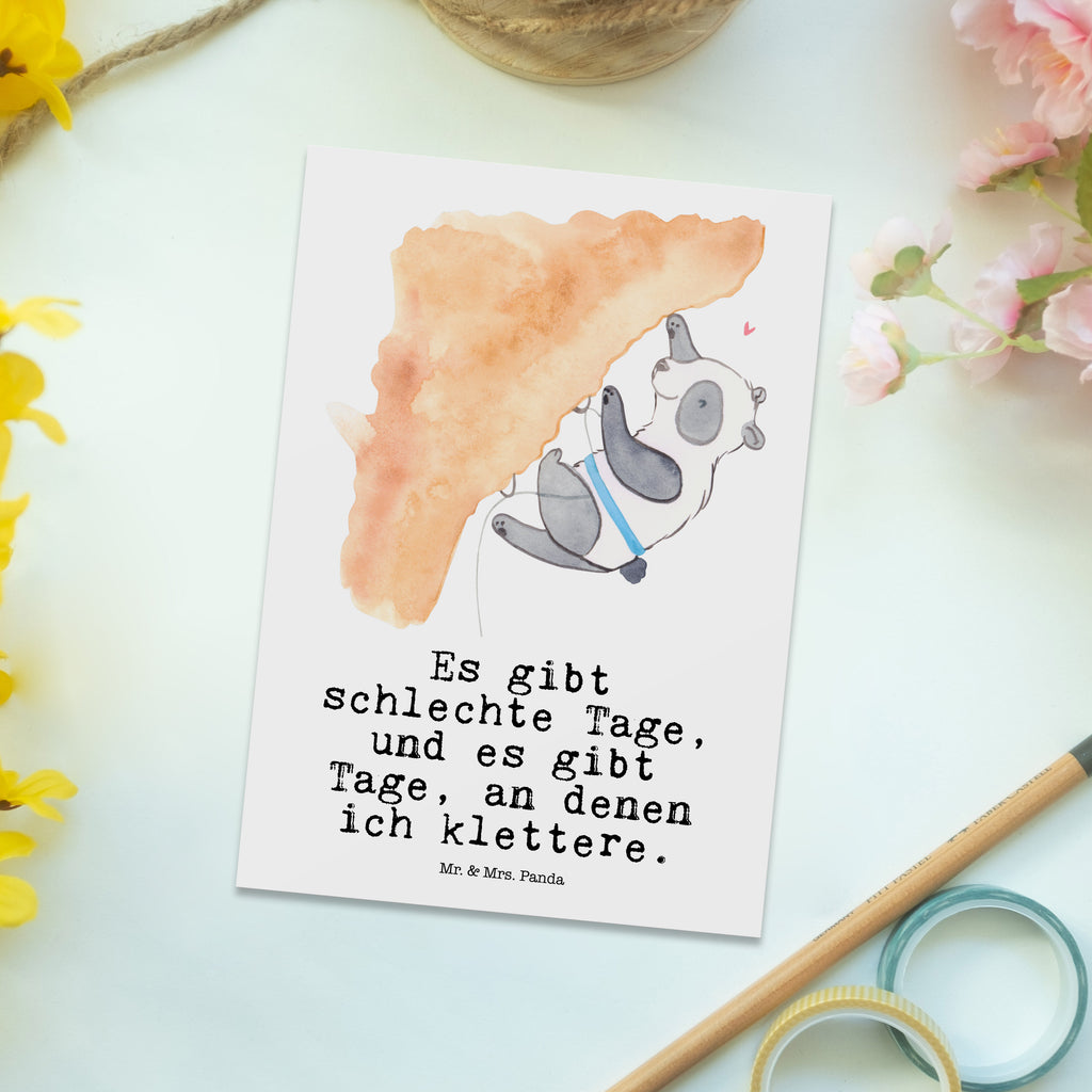 Postkarte Panda Klettern Tage Geschenkkarte, Grußkarte, Karte, Einladung, Ansichtskarte, Geburtstagskarte, Einladungskarte, Dankeskarte, Geschenk, Sport, Sportart, Hobby, Schenken, Danke, Dankeschön, Auszeichnung, Gewinn, Sportler, Klettern, Bouldern, Kletterhalle, Klettersport