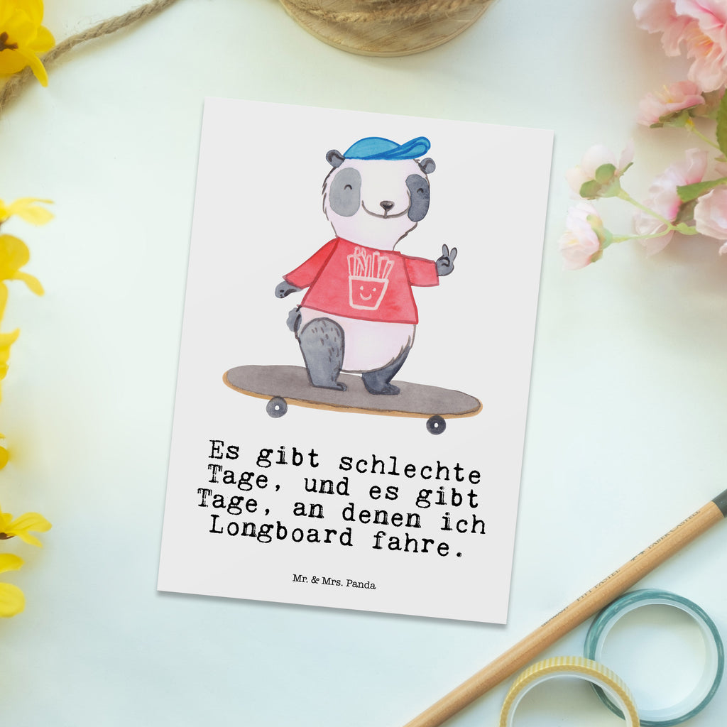 Postkarte Panda Longboard fahren Tage Geschenkkarte, Grußkarte, Karte, Einladung, Ansichtskarte, Geburtstagskarte, Einladungskarte, Dankeskarte, Geschenk, Sport, Sportart, Hobby, Schenken, Danke, Dankeschön, Auszeichnung, Gewinn, Sportler, Longboard fahren, Skaten