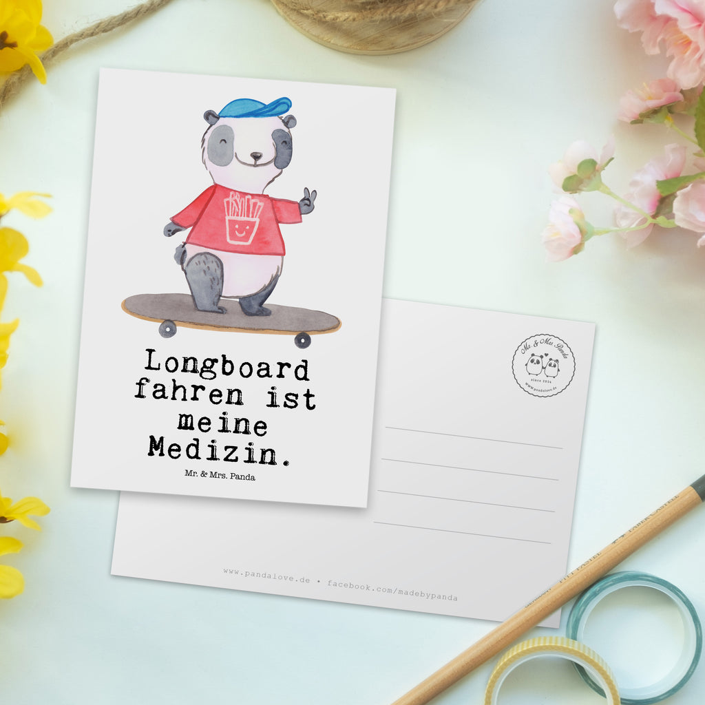 Postkarte Panda Longboard fahren Medizin Geschenkkarte, Grußkarte, Karte, Einladung, Ansichtskarte, Geburtstagskarte, Einladungskarte, Dankeskarte, Geschenk, Sport, Sportart, Hobby, Schenken, Danke, Dankeschön, Auszeichnung, Gewinn, Sportler, Longboard fahren, Skaten, Rollbrettfahren, Longboardfahren, Roller Skaten, Skateboard fahren, Stunts