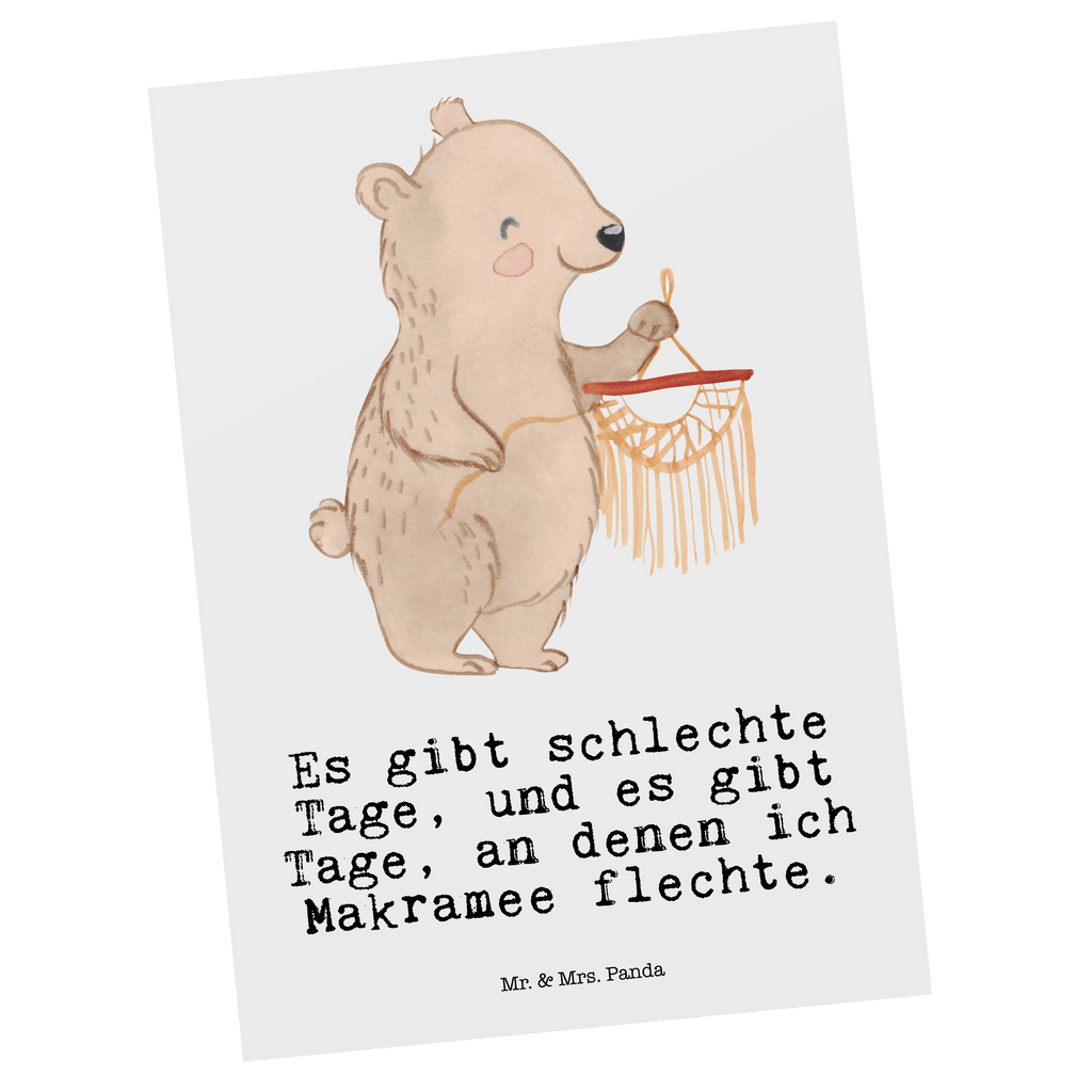 Postkarte Bär Makramee Tage Geschenkkarte, Grußkarte, Karte, Einladung, Ansichtskarte, Geburtstagskarte, Einladungskarte, Dankeskarte, Geschenk, Sport, Sportart, Hobby, Schenken, Danke, Dankeschön, Auszeichnung, Gewinn, Sportler, Makramee, Basteln, Basteln mit Makramee