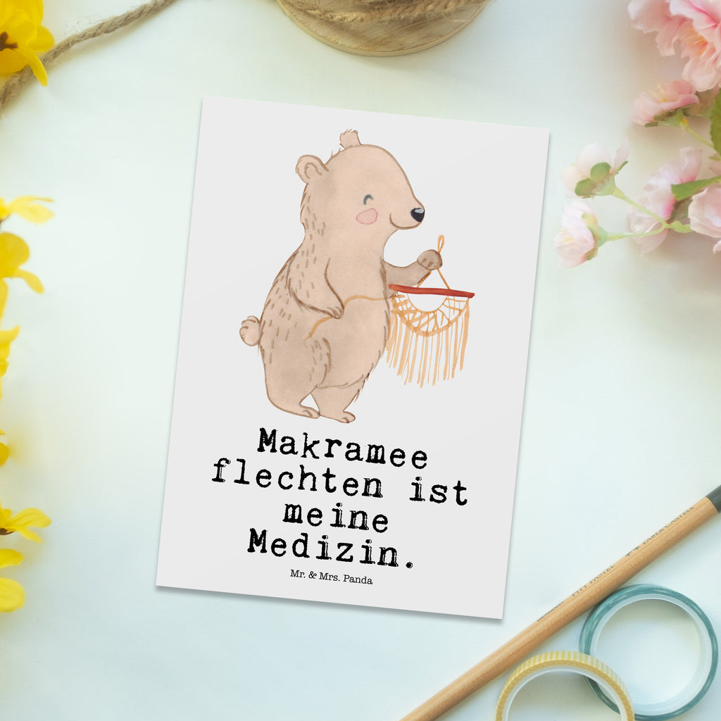 Postkarte Bär Makramee Medizin Geschenkkarte, Grußkarte, Karte, Einladung, Ansichtskarte, Geburtstagskarte, Einladungskarte, Dankeskarte, Geschenk, Sport, Sportart, Hobby, Schenken, Danke, Dankeschön, Auszeichnung, Gewinn, Sportler, Makramee, Basteln, Basteln mit Makramee