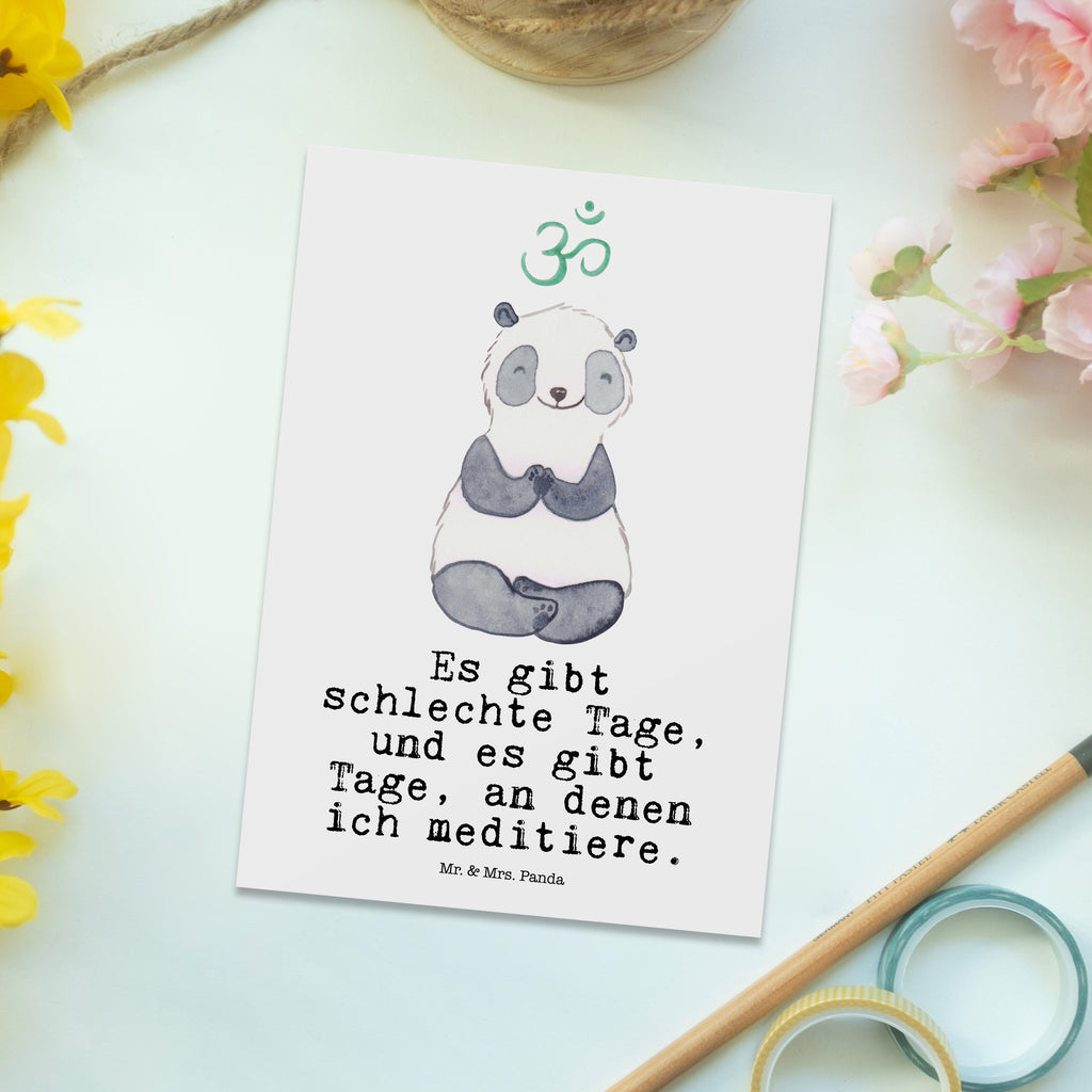 Postkarte Panda Meditieren Tage Geschenkkarte, Grußkarte, Karte, Einladung, Ansichtskarte, Geburtstagskarte, Einladungskarte, Dankeskarte, Geschenk, Sport, Sportart, Hobby, Schenken, Danke, Dankeschön, Auszeichnung, Gewinn, Sportler, Meditieren, Meditation, Meditationskurs