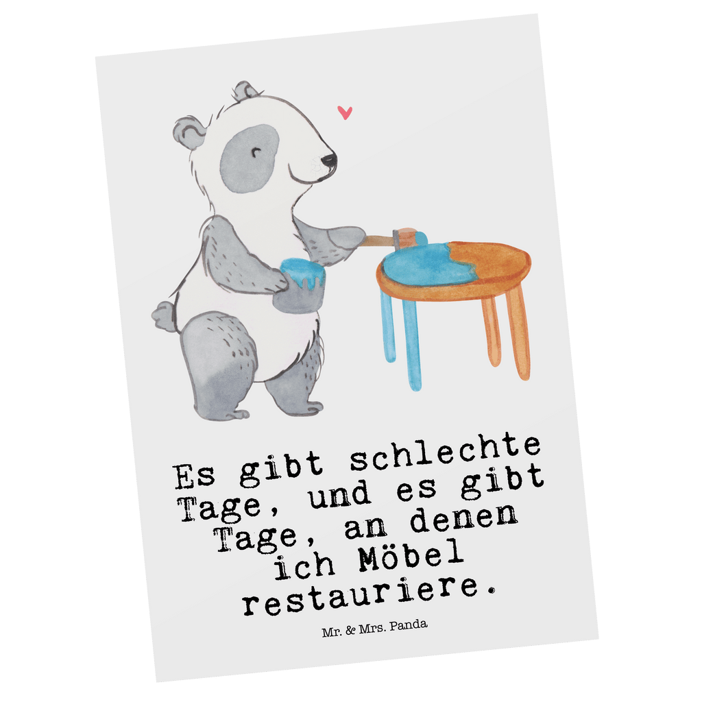 Postkarte Panda Möbel restaurieren Tage Geschenkkarte, Grußkarte, Karte, Einladung, Ansichtskarte, Geburtstagskarte, Einladungskarte, Dankeskarte, Geschenk, Sport, Sportart, Hobby, Schenken, Danke, Dankeschön, Auszeichnung, Gewinn, Sportler, Möbel restaurieren, antike Möbel restaurieren, Handwerk, Restaurator