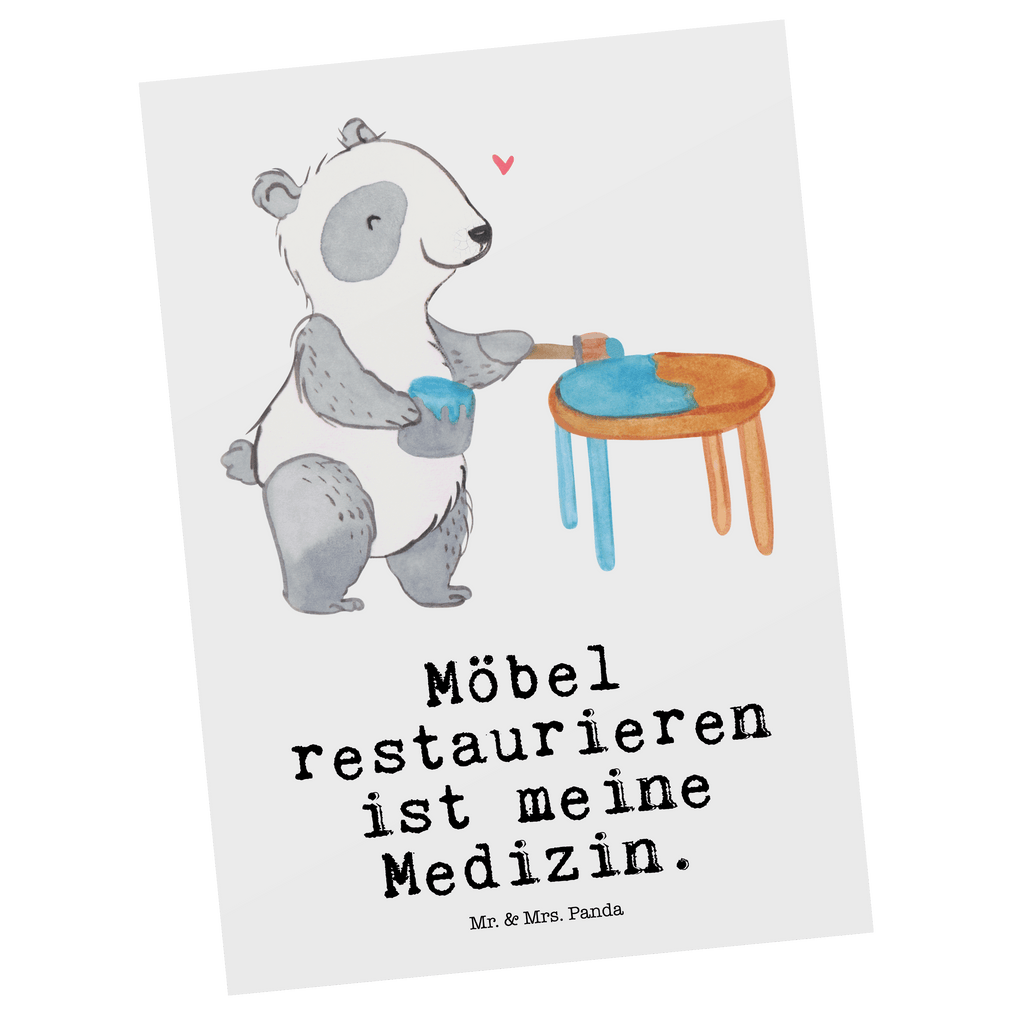 Postkarte Panda Möbel restaurieren Medizin Geschenkkarte, Grußkarte, Karte, Einladung, Ansichtskarte, Geburtstagskarte, Einladungskarte, Dankeskarte, Geschenk, Sport, Sportart, Hobby, Schenken, Danke, Dankeschön, Auszeichnung, Gewinn, Sportler, Möbel restaurieren, antike Möbel restaurieren, Handwerk, Restaurator