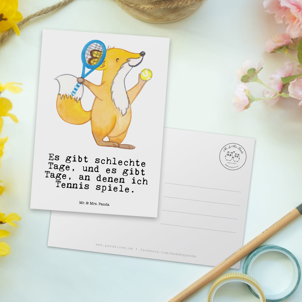 Postkarte Fuchs Tennis spielen Tage Geschenkkarte, Grußkarte, Karte, Einladung, Ansichtskarte, Geburtstagskarte, Einladungskarte, Dankeskarte, Geschenk, Sport, Sportart, Hobby, Schenken, Danke, Dankeschön, Auszeichnung, Gewinn, Sportler, Tennis spielen, Tennisclub, Tennisverein, Tennis Turnier, Ballsportart