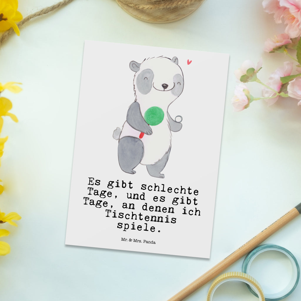 Postkarte Panda Tischtennis Tage Geschenkkarte, Grußkarte, Karte, Einladung, Ansichtskarte, Geburtstagskarte, Einladungskarte, Dankeskarte, Geschenk, Sport, Sportart, Hobby, Schenken, Danke, Dankeschön, Auszeichnung, Gewinn, Sportler, Tischtennis, Tischtennis Bund, Tischtennis Verein, Ballsport, Tischtennis Wettbewerb, Tischtennis Meisterschaft, Tischtennis Sprüche