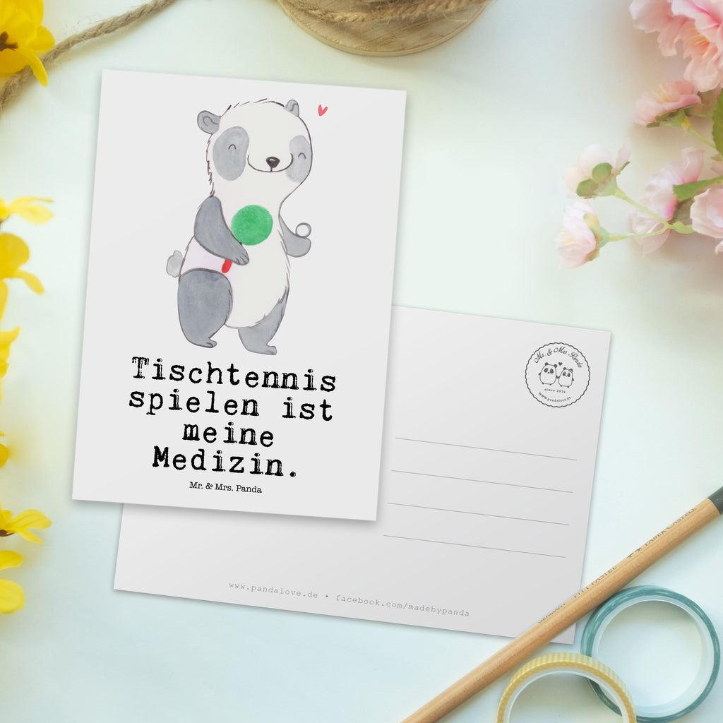 Postkarte Panda Tischtennis Medizin Geschenkkarte, Grußkarte, Karte, Einladung, Ansichtskarte, Geburtstagskarte, Einladungskarte, Dankeskarte, Geschenk, Sport, Sportart, Hobby, Schenken, Danke, Dankeschön, Auszeichnung, Gewinn, Sportler, Tischtennis, Tischtennis Bund, Tischtennis Verein, Ballsport
