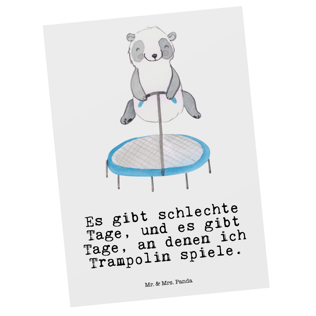 Postkarte Panda Trampolin springen Tage Geschenkkarte, Grußkarte, Karte, Einladung, Ansichtskarte, Geburtstagskarte, Einladungskarte, Dankeskarte, Geschenk, Sport, Sportart, Hobby, Schenken, Danke, Dankeschön, Auszeichnung, Gewinn, Sportler, Trampolin springen, Trampolin Springen, Trampolin Turnen, Fitnessstudio