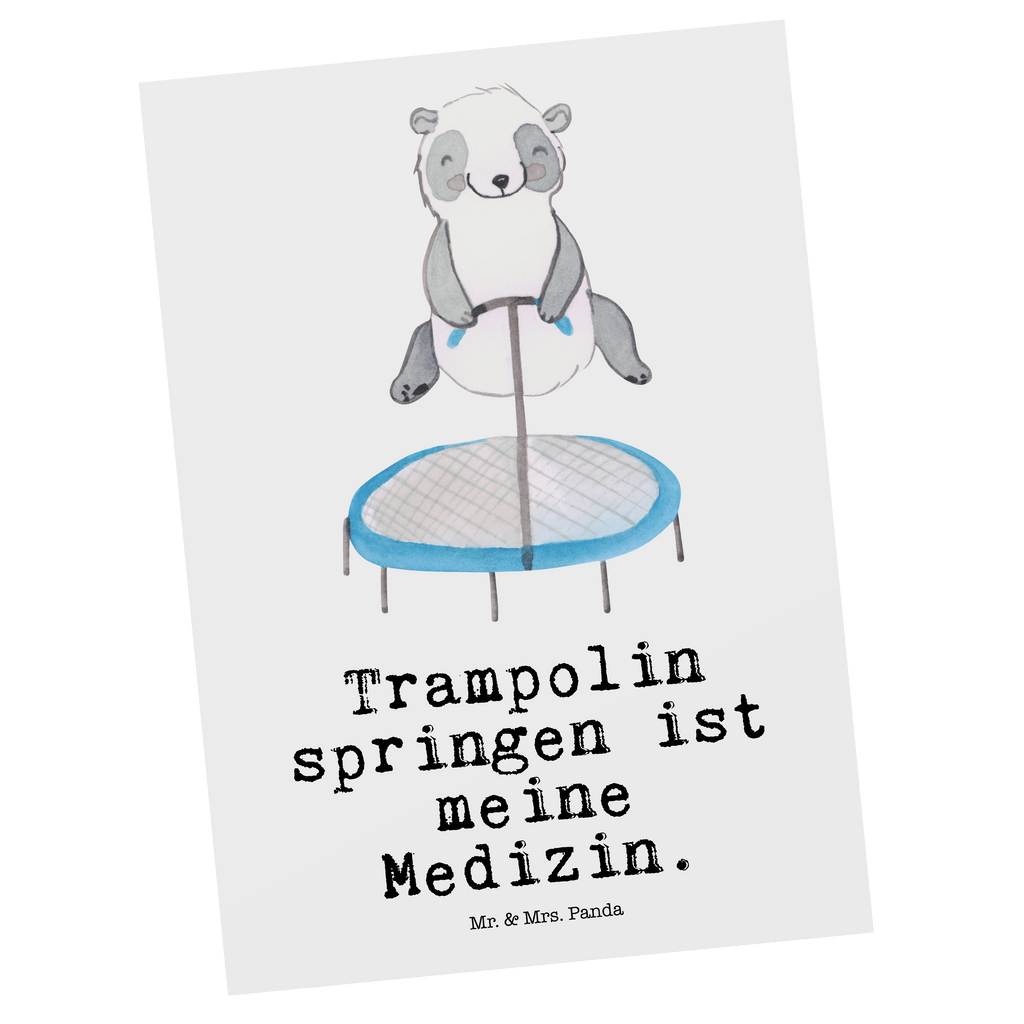 Postkarte Panda Trampolin springen Medizin Geschenkkarte, Grußkarte, Karte, Einladung, Ansichtskarte, Geburtstagskarte, Einladungskarte, Dankeskarte, Geschenk, Sport, Sportart, Hobby, Schenken, Danke, Dankeschön, Auszeichnung, Gewinn, Sportler, Trampolin springen, Trampolin Springen, Trampolin Turnen, Fitnessstudio, Trampolin-Übungen, Trampolin-Workout