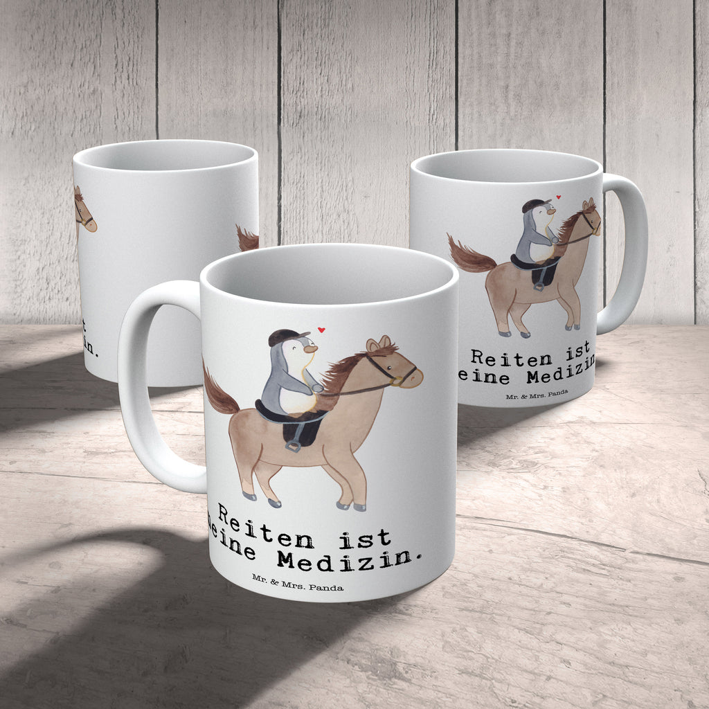 Tasse Pferd Reiten Medizin Reiten, Reitsport, Reitverein, Reitstall, Pferde, Pferdereiten, Reittherapie, Therapeutisches Reiten, Reiter Therapie, Pferdereiten als Medizin Becher, Kaffeetasse, Kaffeebecher, Tee, Frühstück, Büro  Geschenk, Sport, Sportart, Hobby, Schenken, Danke, Dankeschön, Auszeichnung, Gewinn, Sportler
