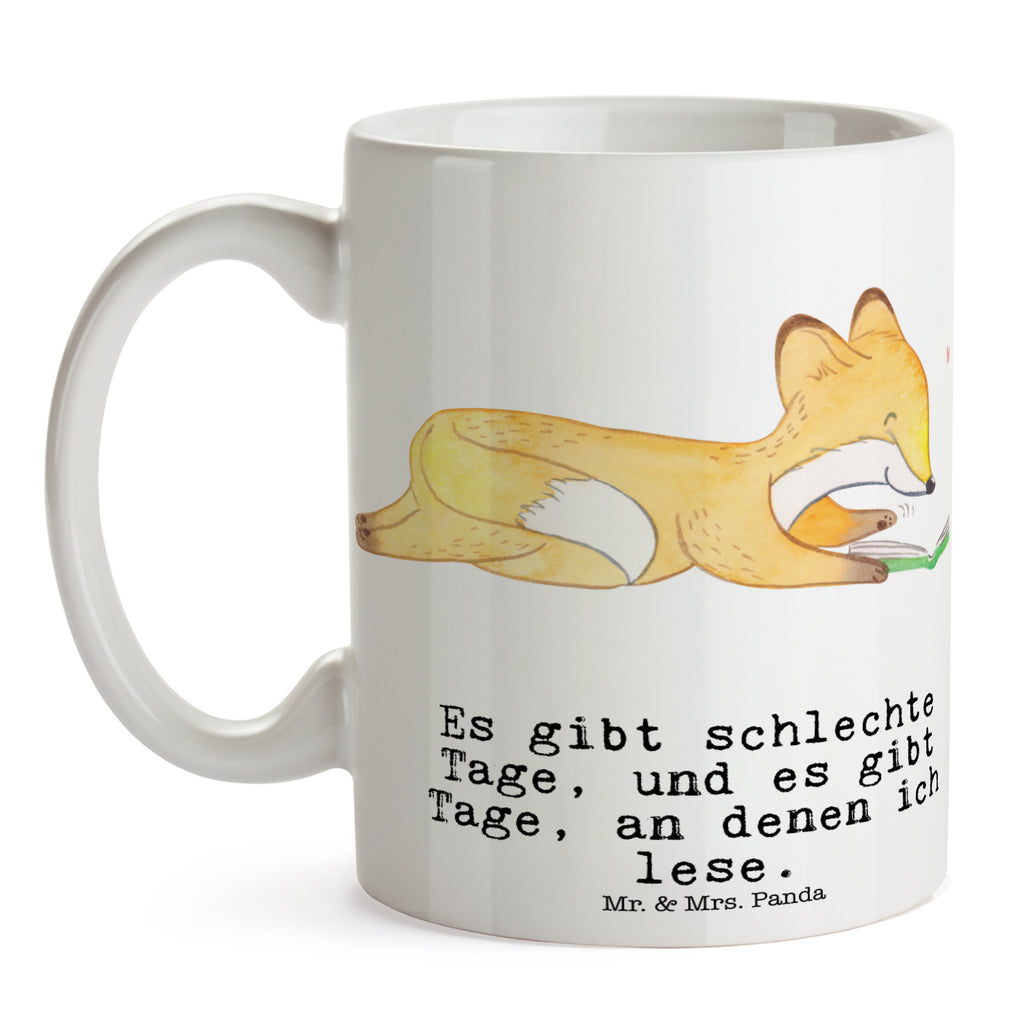 Tasse Fuchs Lesen Tage lesen, Bücher lesen, Bücherwurm Becher, Kaffeetasse, Kaffeebecher, Tee, Frühstück, Büro  Geschenk, Sport, Sportart, Hobby, Schenken, Danke, Dankeschön, Auszeichnung, Gewinn, Sportler