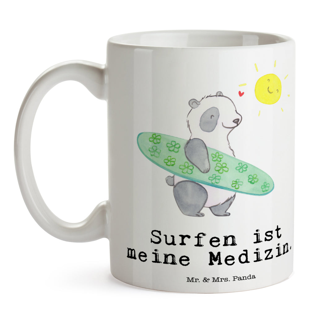Tasse Panda Surfen Medizin Wellenreiten, Surfen, Surfschule, Surfen Erholung Becher, Kaffeetasse, Kaffeebecher, Tee, Frühstück, Büro  Geschenk, Sport, Sportart, Hobby, Schenken, Danke, Dankeschön, Auszeichnung, Gewinn, Sportler