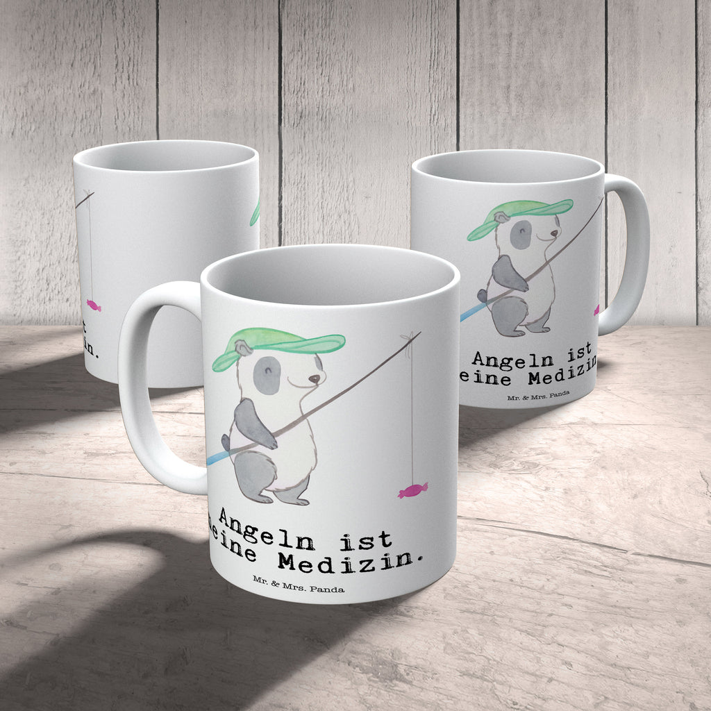 Tasse Panda Angeln Medizin angeln, Angelsport, Angelverein, Angler, angeln gehen, Hobbyangler Becher, Kaffeetasse, Kaffeebecher, Tee, Frühstück, Büro  Geschenk, Sport, Sportart, Hobby, Schenken, Danke, Dankeschön, Auszeichnung, Gewinn, Sportler