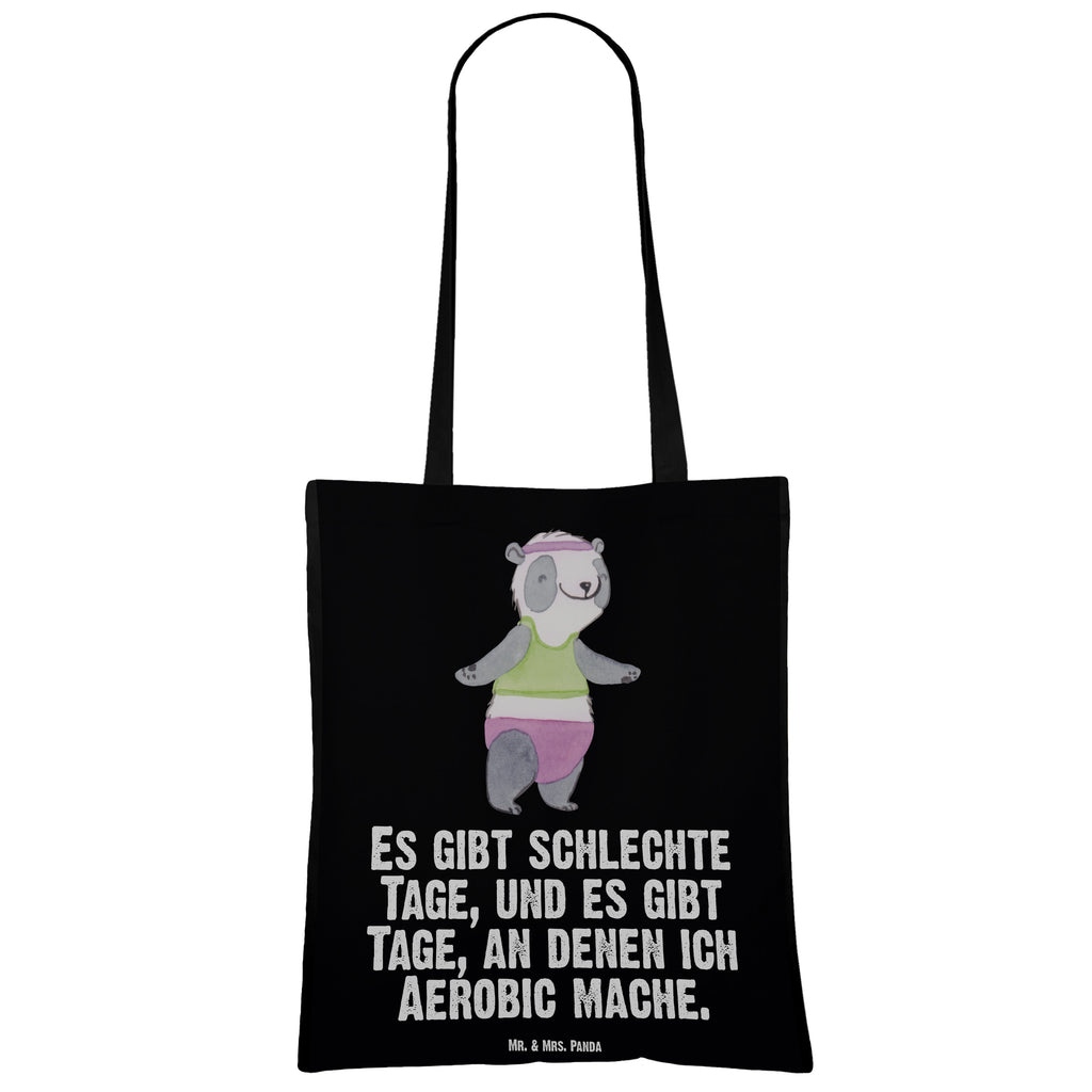 Tragetasche Panda Aerobic Tage Beuteltasche, Beutel, Einkaufstasche, Jutebeutel, Stoffbeutel, Geschenk, Sport, Sportart, Hobby, Schenken, Danke, Dankeschön, Auszeichnung, Gewinn, Sportler, Aerobic, Aerobic Fitness, Fitnessstudio