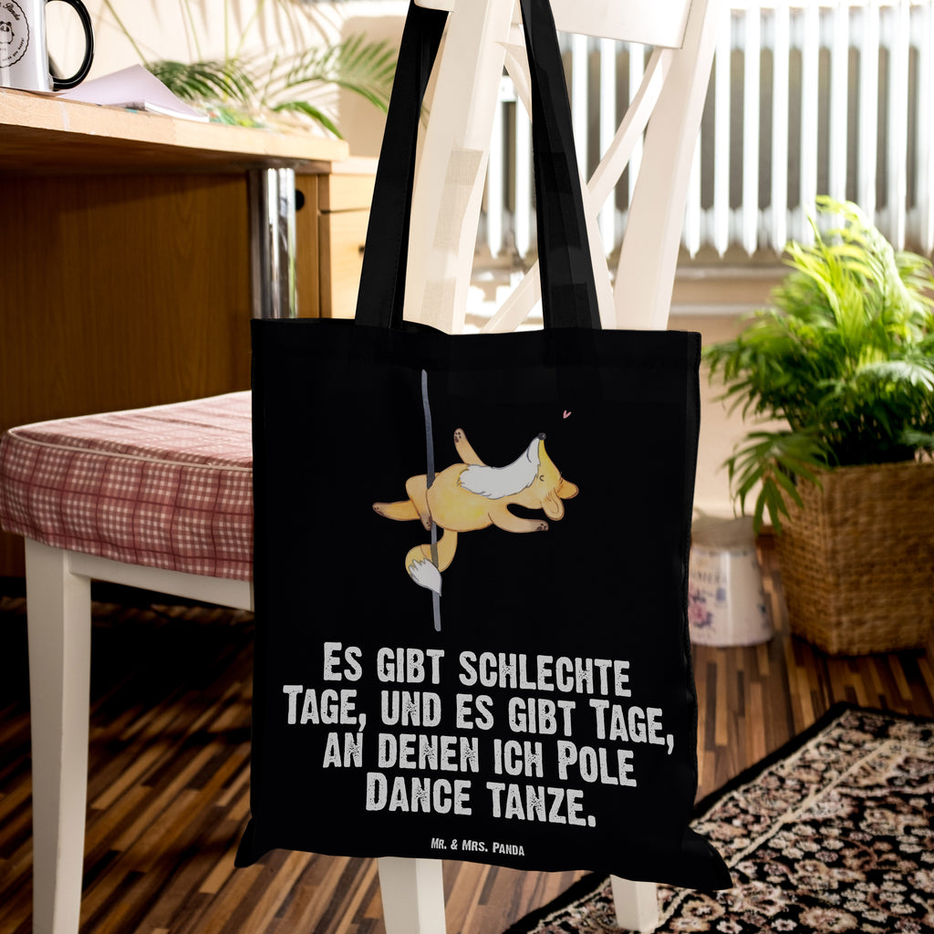 Tragetasche Fuchs Poledance Tage Beuteltasche, Beutel, Einkaufstasche, Jutebeutel, Stoffbeutel, Geschenk, Sport, Sportart, Hobby, Schenken, Danke, Dankeschön, Auszeichnung, Gewinn, Sportler, Pole Dance, Tanzen, Tanz