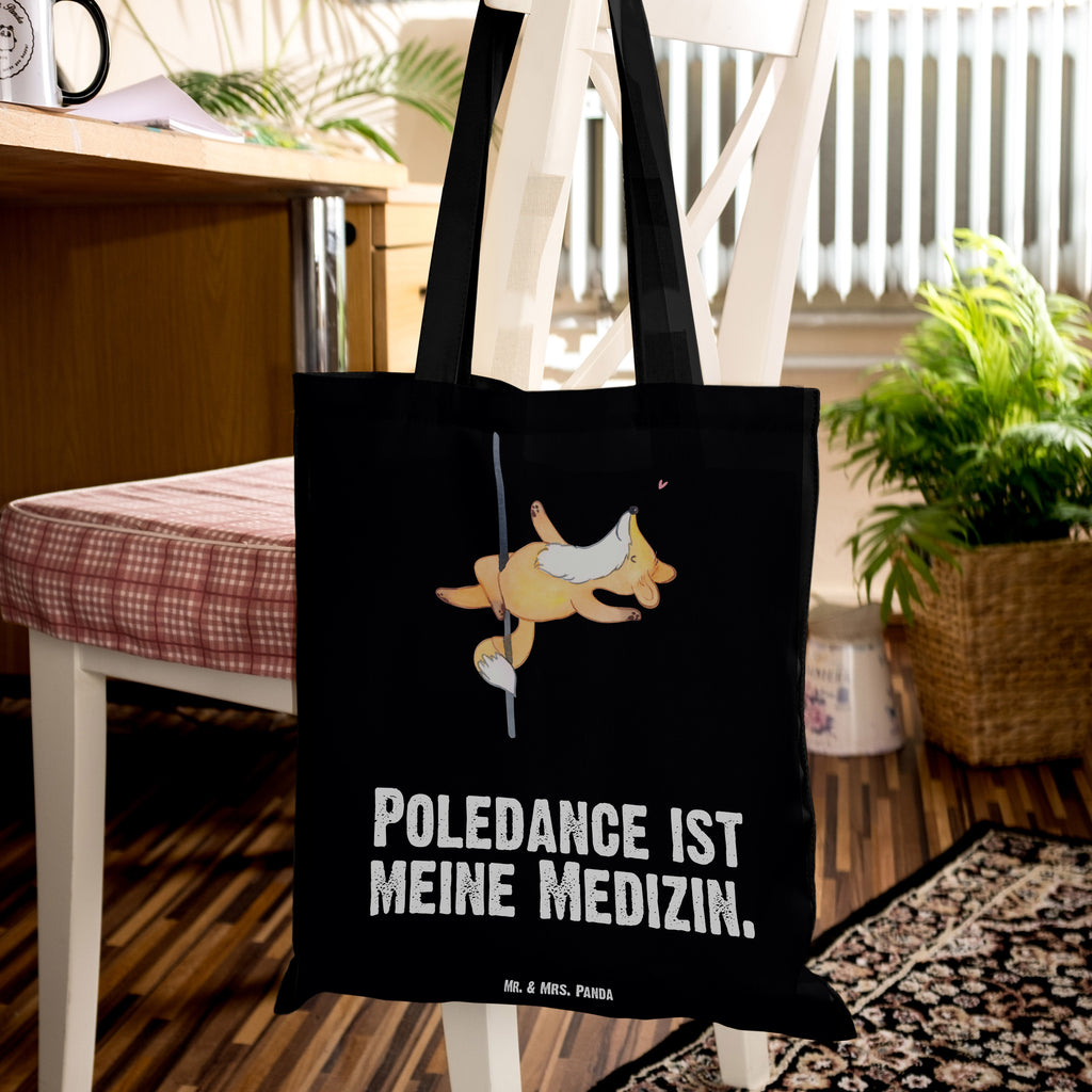 Tragetasche Fuchs Poledance Medizin Beuteltasche, Beutel, Einkaufstasche, Jutebeutel, Stoffbeutel, Geschenk, Sport, Sportart, Hobby, Schenken, Danke, Dankeschön, Auszeichnung, Gewinn, Sportler, Pole Dance, Tanzen, Tanz