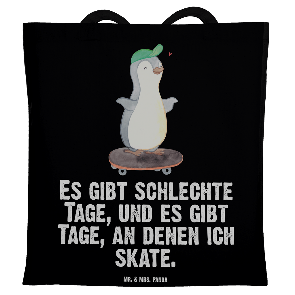 Tragetasche Pinguin Skateboarden Tage Beuteltasche, Beutel, Einkaufstasche, Jutebeutel, Stoffbeutel, Geschenk, Sport, Sportart, Hobby, Schenken, Danke, Dankeschön, Auszeichnung, Gewinn, Sportler, Skateboarden, Skateboard fahren, Skaten, Skateboard, Skateplatz