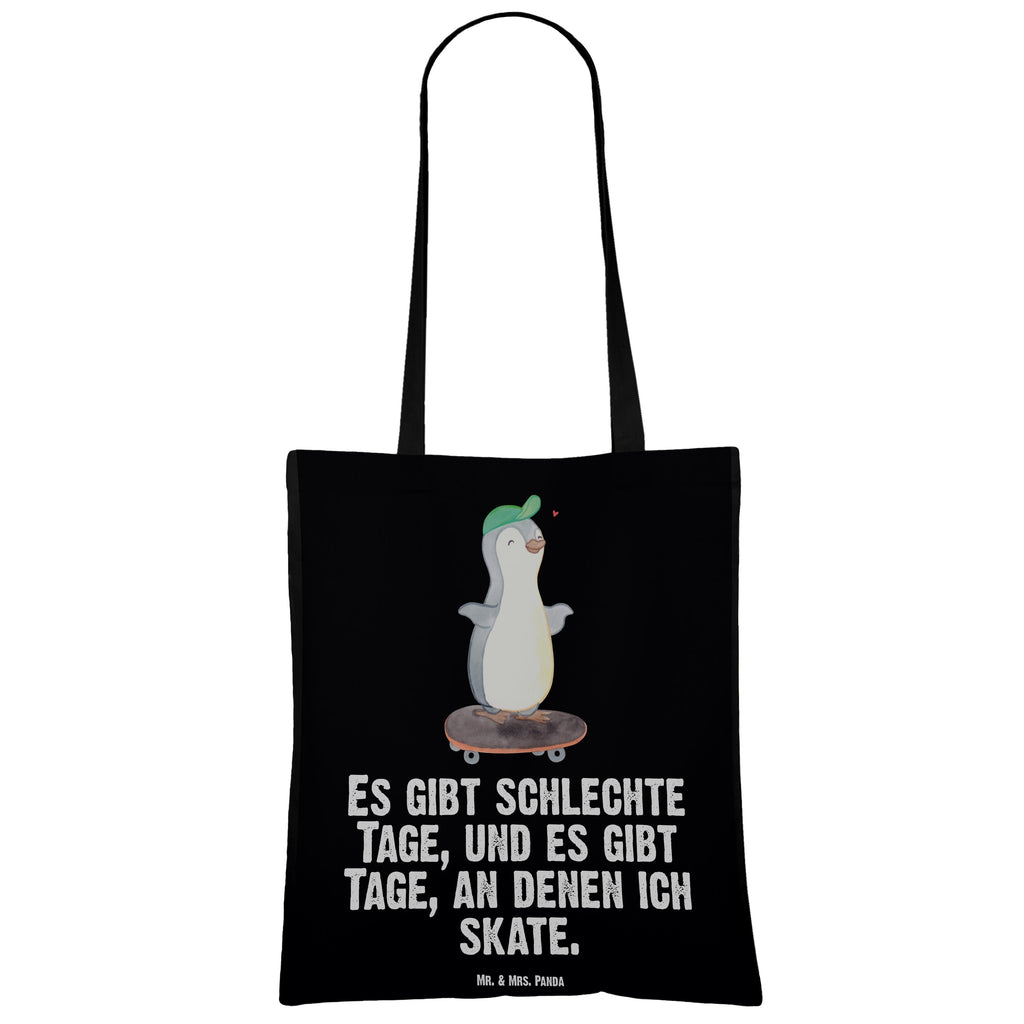 Tragetasche Pinguin Skateboarden Tage Beuteltasche, Beutel, Einkaufstasche, Jutebeutel, Stoffbeutel, Geschenk, Sport, Sportart, Hobby, Schenken, Danke, Dankeschön, Auszeichnung, Gewinn, Sportler, Skateboarden, Skateboard fahren, Skaten, Skateboard, Skateplatz