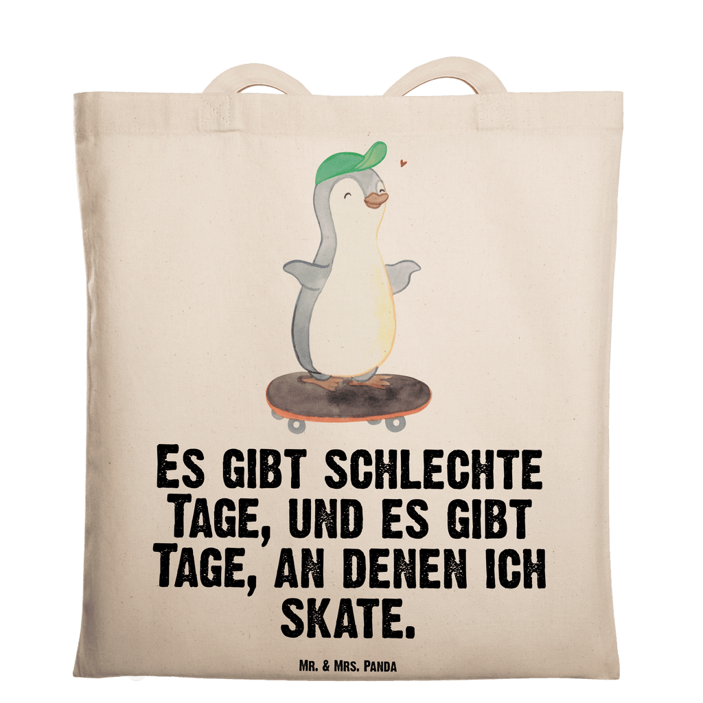 Tragetasche Pinguin Skateboarden Tage Beuteltasche, Beutel, Einkaufstasche, Jutebeutel, Stoffbeutel, Geschenk, Sport, Sportart, Hobby, Schenken, Danke, Dankeschön, Auszeichnung, Gewinn, Sportler, Skateboarden, Skateboard fahren, Skaten, Skateboard, Skateplatz