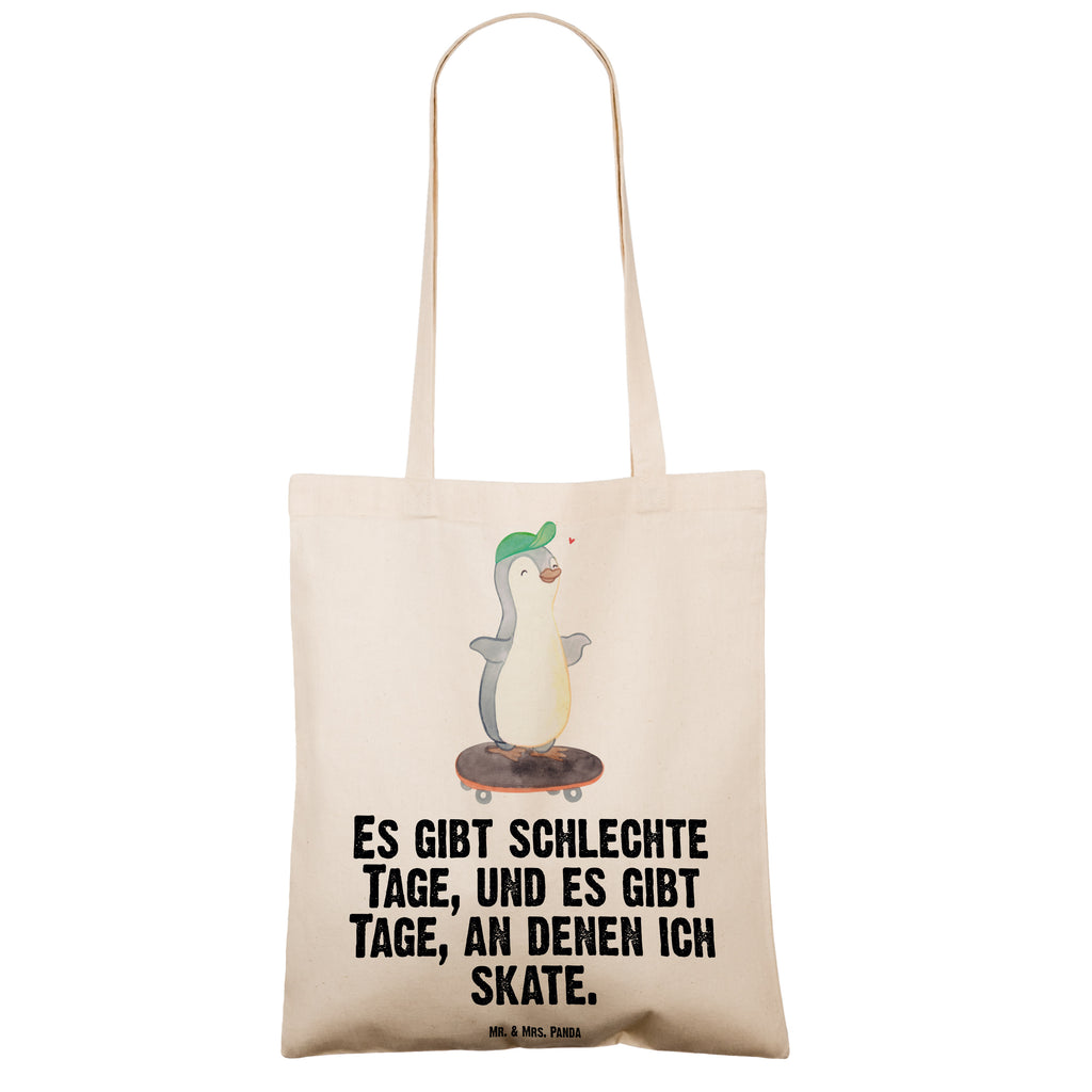 Tragetasche Pinguin Skateboarden Tage Beuteltasche, Beutel, Einkaufstasche, Jutebeutel, Stoffbeutel, Geschenk, Sport, Sportart, Hobby, Schenken, Danke, Dankeschön, Auszeichnung, Gewinn, Sportler, Skateboarden, Skateboard fahren, Skaten, Skateboard, Skateplatz