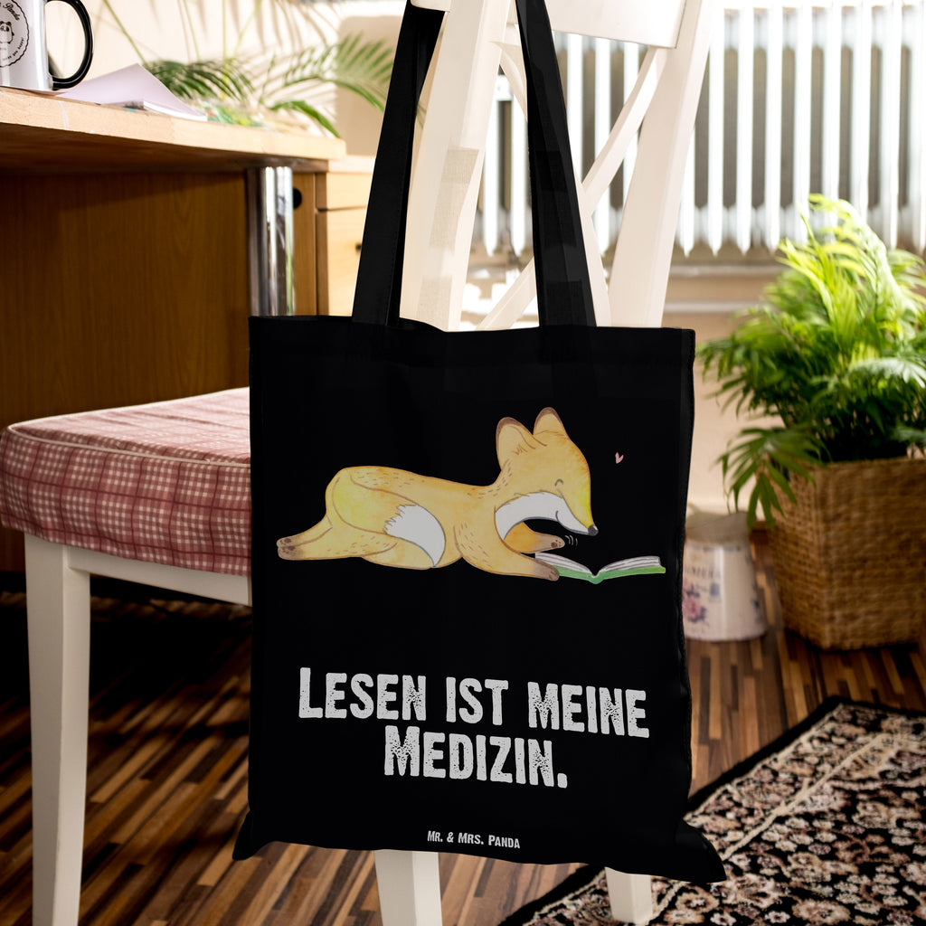 Tragetasche Fuchs Lesen Medizin Beuteltasche, Beutel, Einkaufstasche, Jutebeutel, Stoffbeutel, Geschenk, Sport, Sportart, Hobby, Schenken, Danke, Dankeschön, Auszeichnung, Gewinn, Sportler, lesen, Bücher lesen, Bücherwurm