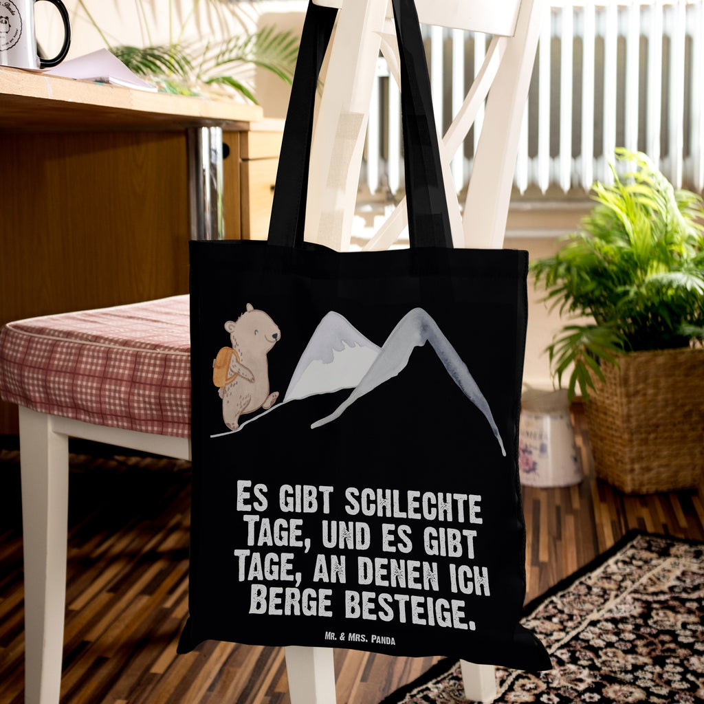 Tragetasche Bär Bergsteigen Tage Beuteltasche, Beutel, Einkaufstasche, Jutebeutel, Stoffbeutel, Geschenk, Sport, Sportart, Hobby, Schenken, Danke, Dankeschön, Auszeichnung, Gewinn, Sportler, Bergsteigen, wandern, Bergsport, Trekking, Alpinismus, Alpinwandern