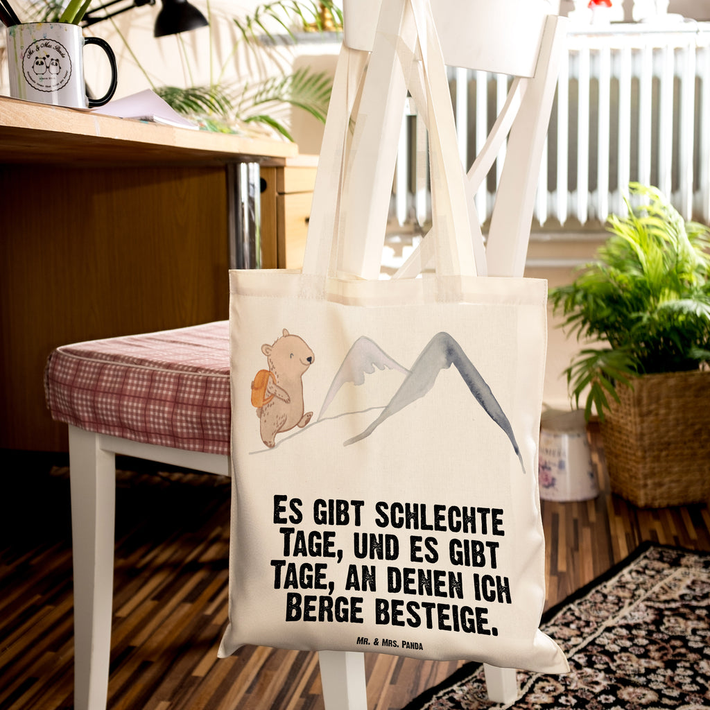 Tragetasche Bär Bergsteigen Tage Beuteltasche, Beutel, Einkaufstasche, Jutebeutel, Stoffbeutel, Geschenk, Sport, Sportart, Hobby, Schenken, Danke, Dankeschön, Auszeichnung, Gewinn, Sportler, Bergsteigen, wandern, Bergsport, Trekking, Alpinismus, Alpinwandern