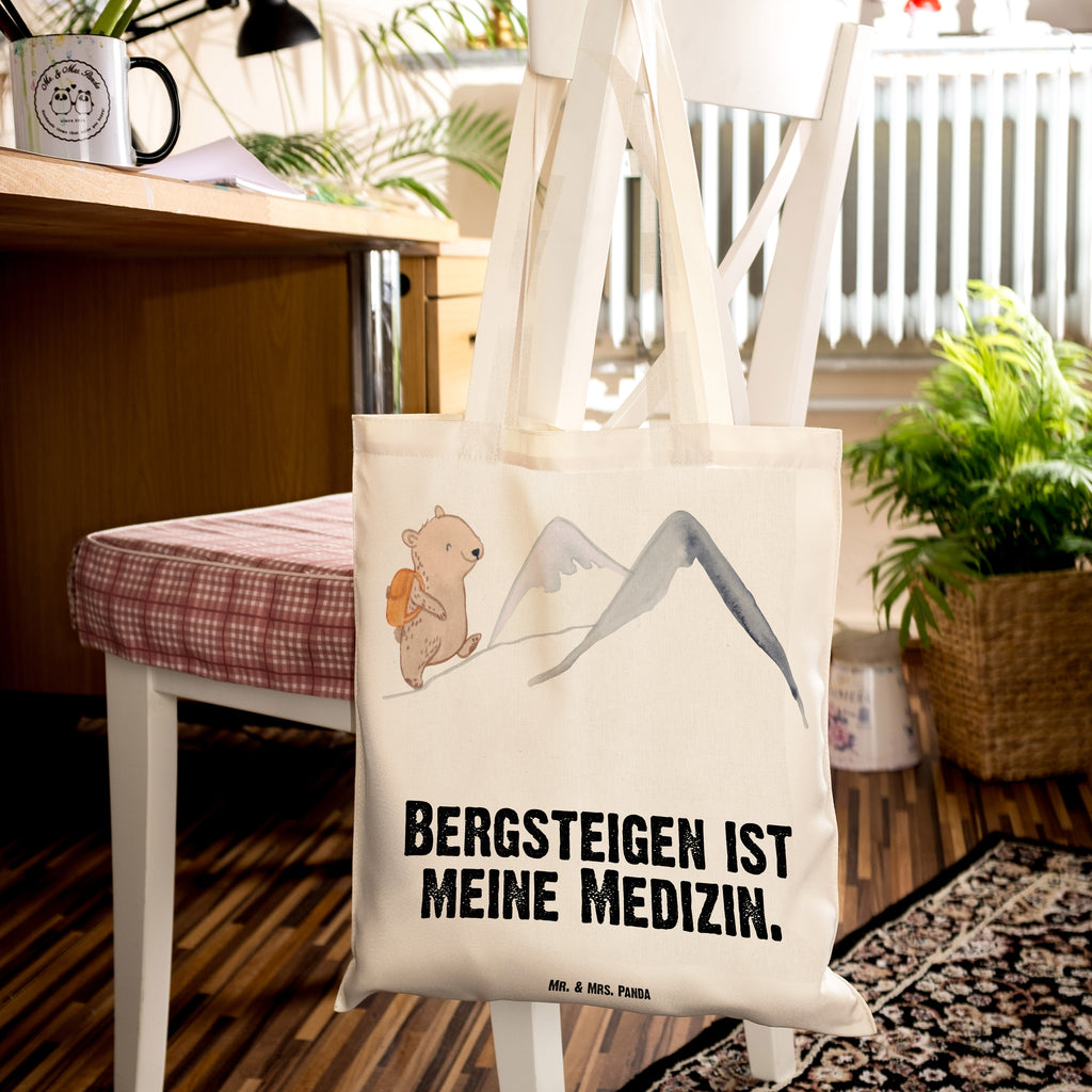 Tragetasche Bär Bergsteigen Medizin Beuteltasche, Beutel, Einkaufstasche, Jutebeutel, Stoffbeutel, Geschenk, Sport, Sportart, Hobby, Schenken, Danke, Dankeschön, Auszeichnung, Gewinn, Sportler, Bergsteigen, wandern, Bergsport, Trekking, Alpinismus, Alpinwandern
