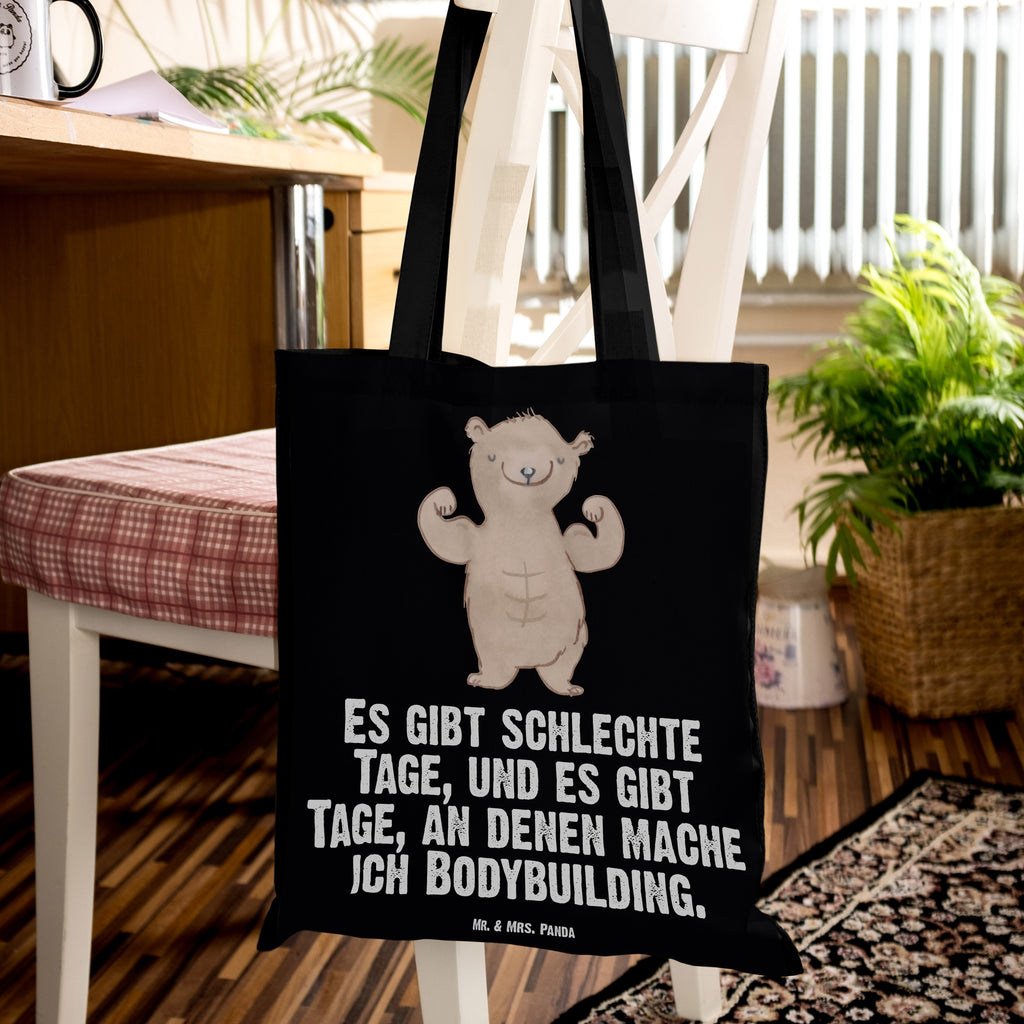 Tragetasche Bär Bodybuilding Tage Beuteltasche, Beutel, Einkaufstasche, Jutebeutel, Stoffbeutel, Geschenk, Sport, Sportart, Hobby, Schenken, Danke, Dankeschön, Auszeichnung, Gewinn, Sportler, Bodybuilding, Muskelmasse, Körpergestaltung, Leistungssport