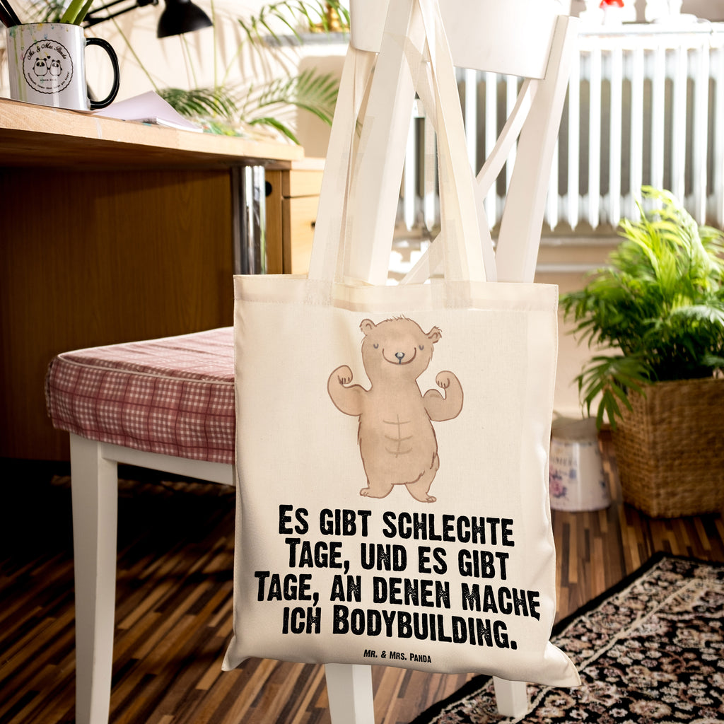 Tragetasche Bär Bodybuilding Tage Beuteltasche, Beutel, Einkaufstasche, Jutebeutel, Stoffbeutel, Geschenk, Sport, Sportart, Hobby, Schenken, Danke, Dankeschön, Auszeichnung, Gewinn, Sportler, Bodybuilding, Muskelmasse, Körpergestaltung, Leistungssport