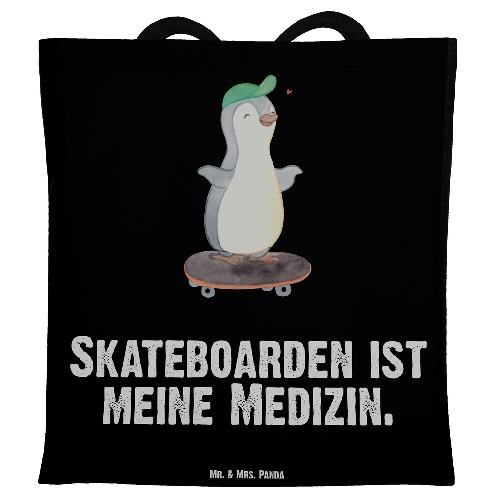 Tragetasche Pinguin Skateboarden Medizin Beuteltasche, Beutel, Einkaufstasche, Jutebeutel, Stoffbeutel, Geschenk, Sport, Sportart, Hobby, Schenken, Danke, Dankeschön, Auszeichnung, Gewinn, Sportler, Skateboarden, Skateboard fahren, Skaten, Skateboard, Skateplatz