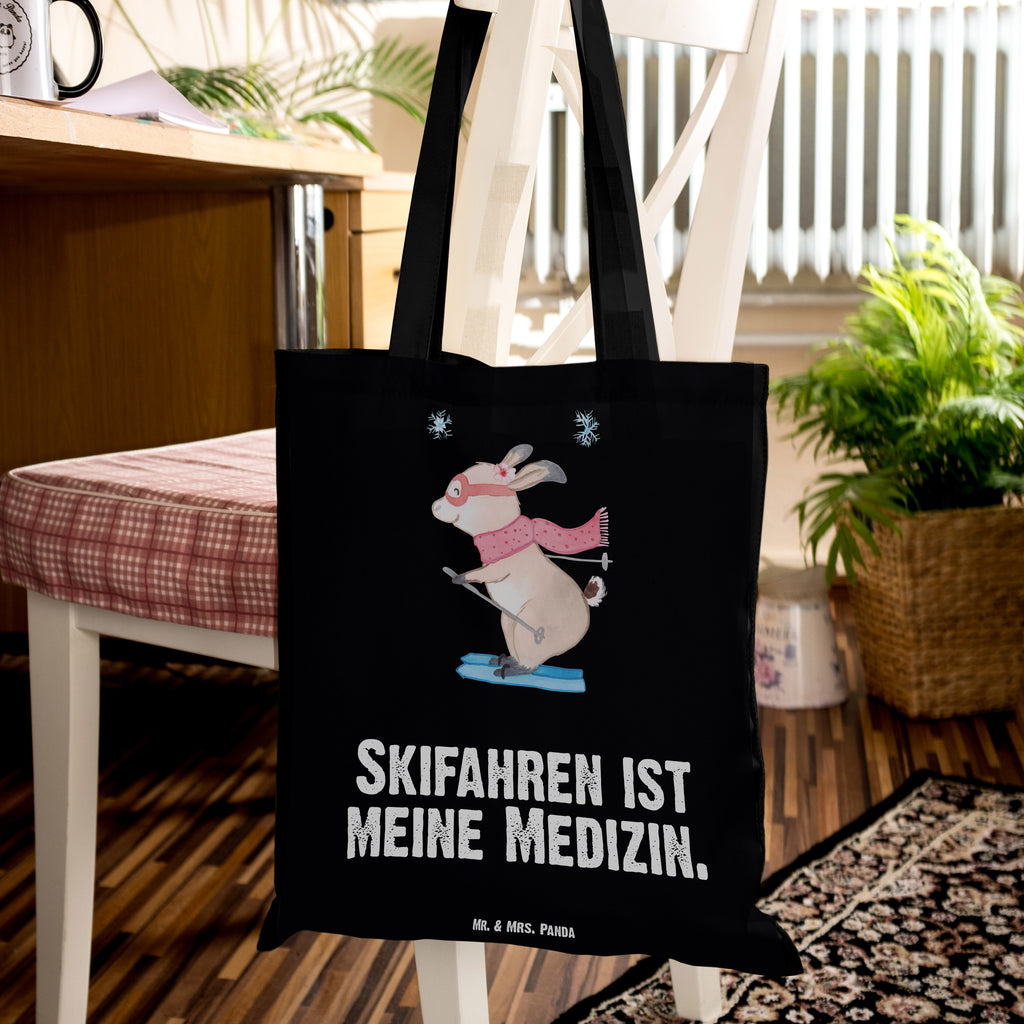 Tragetasche Bär Skifahren Medizin Beuteltasche, Beutel, Einkaufstasche, Jutebeutel, Stoffbeutel, Geschenk, Sport, Sportart, Hobby, Schenken, Danke, Dankeschön, Auszeichnung, Gewinn, Sportler, Ski fahren, Skifahren, Skisport, Skiwettbewerb, Skirennen