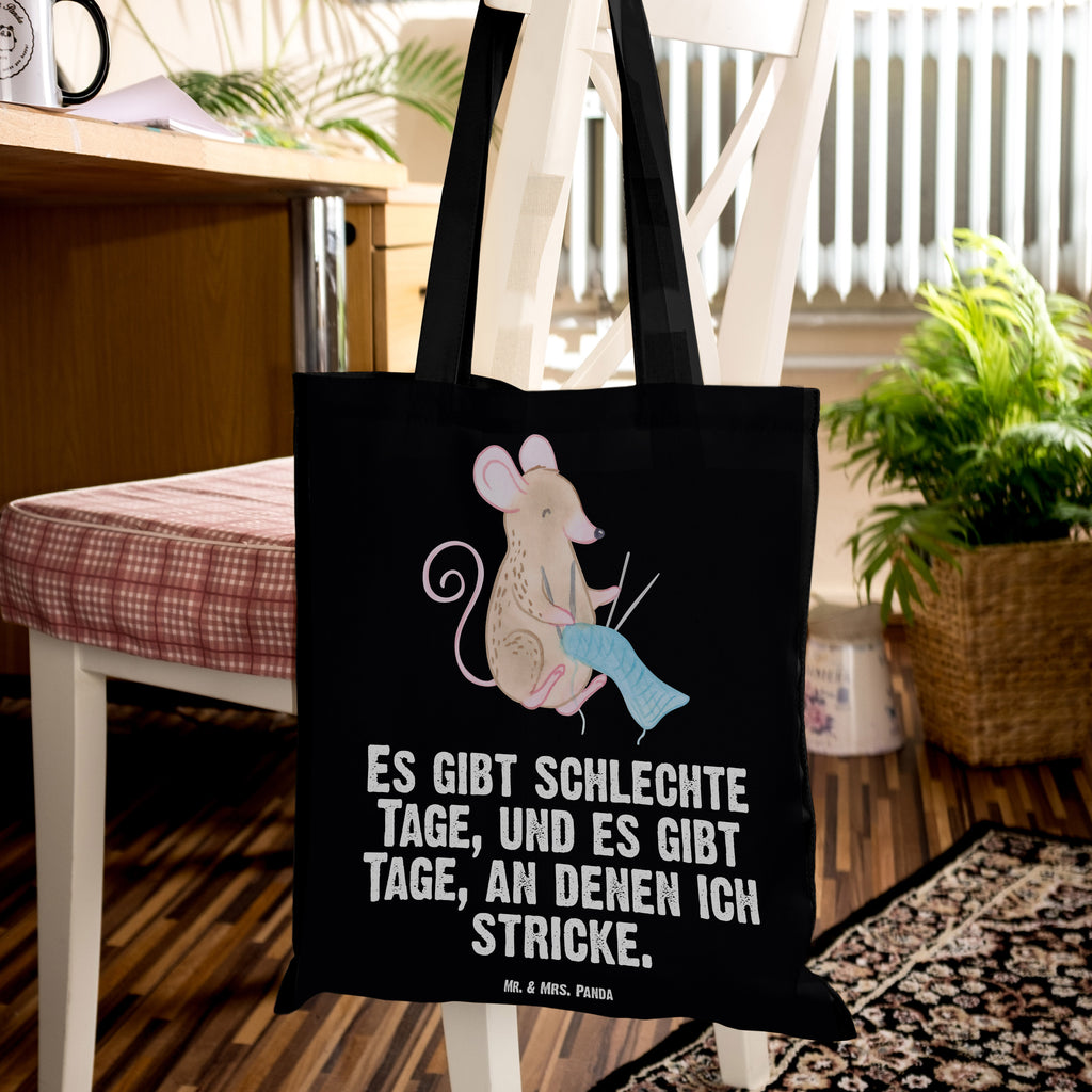 Tragetasche Maus Stricken Tage Beuteltasche, Beutel, Einkaufstasche, Jutebeutel, Stoffbeutel, Geschenk, Sport, Sportart, Hobby, Schenken, Danke, Dankeschön, Auszeichnung, Gewinn, Sportler, Stricken, DIY