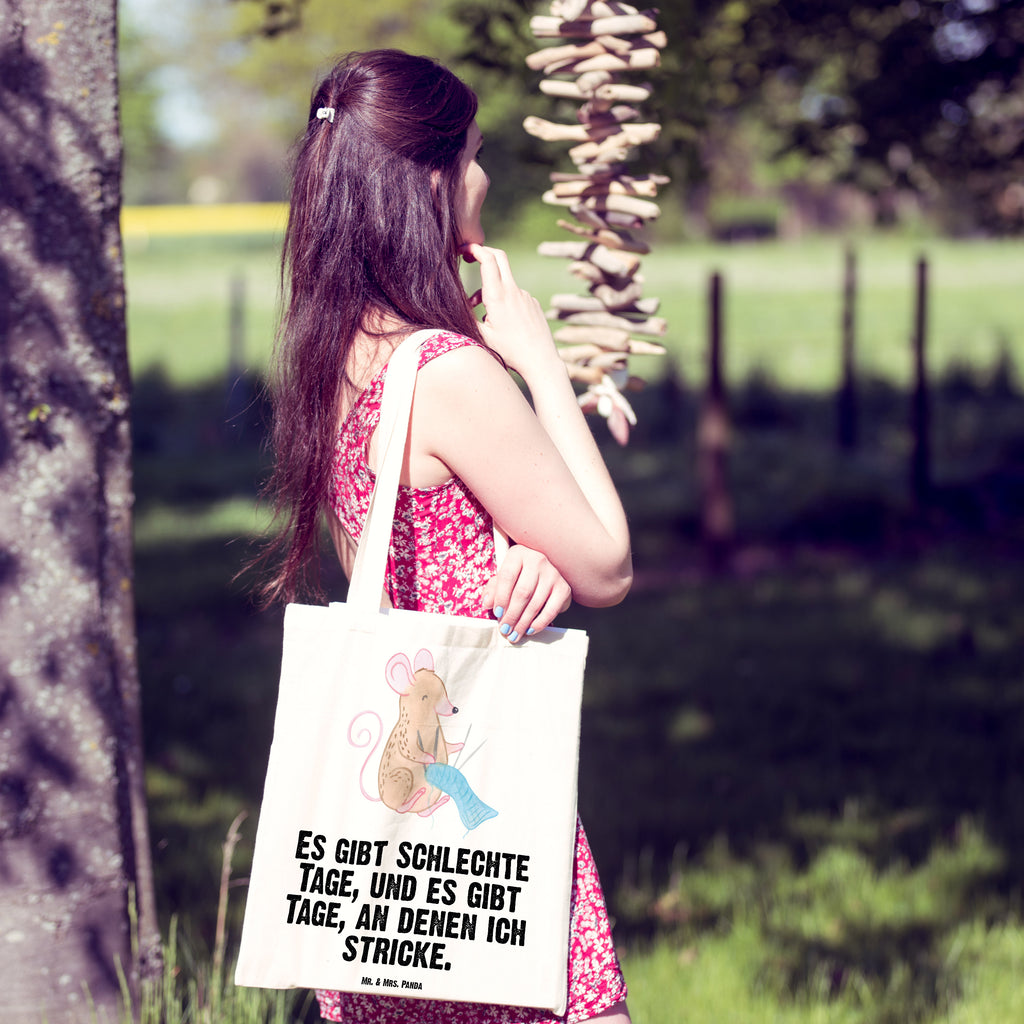 Tragetasche Maus Stricken Tage Beuteltasche, Beutel, Einkaufstasche, Jutebeutel, Stoffbeutel, Geschenk, Sport, Sportart, Hobby, Schenken, Danke, Dankeschön, Auszeichnung, Gewinn, Sportler, Stricken, DIY