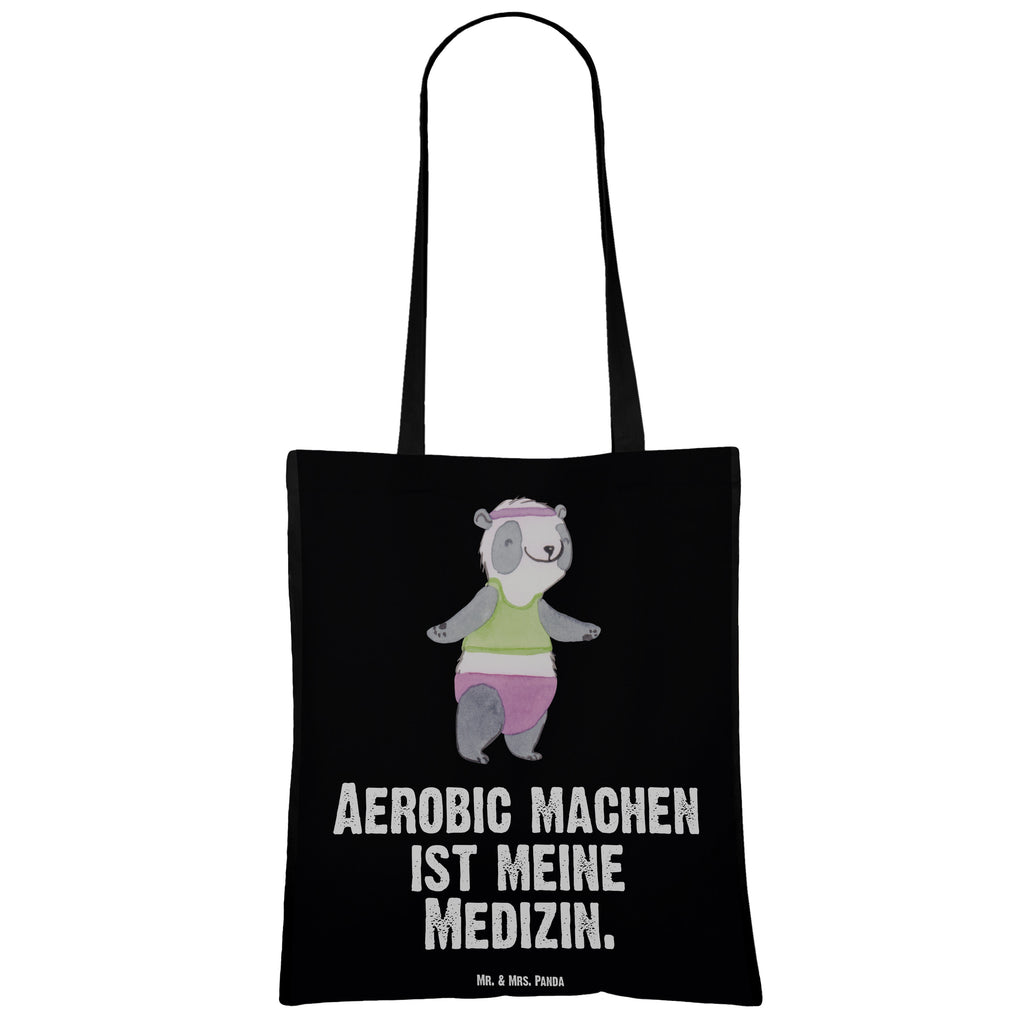 Tragetasche Panda Aerobic Medizin Beuteltasche, Beutel, Einkaufstasche, Jutebeutel, Stoffbeutel, Geschenk, Sport, Sportart, Hobby, Schenken, Danke, Dankeschön, Auszeichnung, Gewinn, Sportler, Aerobic, Aerobic Fitness, Fitnessstudio