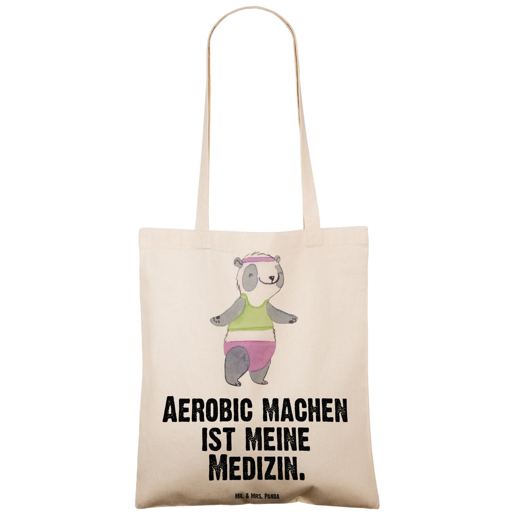 Tragetasche Panda Aerobic Medizin Beuteltasche, Beutel, Einkaufstasche, Jutebeutel, Stoffbeutel, Geschenk, Sport, Sportart, Hobby, Schenken, Danke, Dankeschön, Auszeichnung, Gewinn, Sportler, Aerobic, Aerobic Fitness, Fitnessstudio