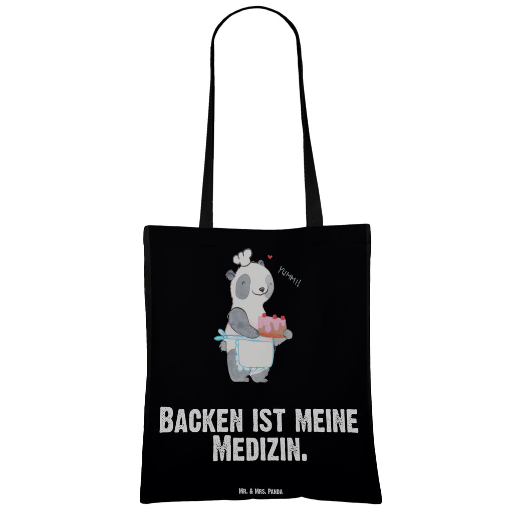 Tragetasche Panda Backen Medizin Beuteltasche, Beutel, Einkaufstasche, Jutebeutel, Stoffbeutel, Geschenk, Sport, Sportart, Hobby, Schenken, Danke, Dankeschön, Auszeichnung, Gewinn, Sportler, backen, Hobbybäcker, Kuchen backen