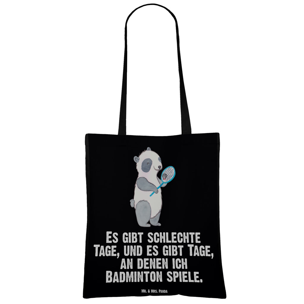 Tragetasche Panda Badminton  Tage Beuteltasche, Beutel, Einkaufstasche, Jutebeutel, Stoffbeutel, Geschenk, Sport, Sportart, Hobby, Schenken, Danke, Dankeschön, Auszeichnung, Gewinn, Sportler, Badminton, Badminton spielen